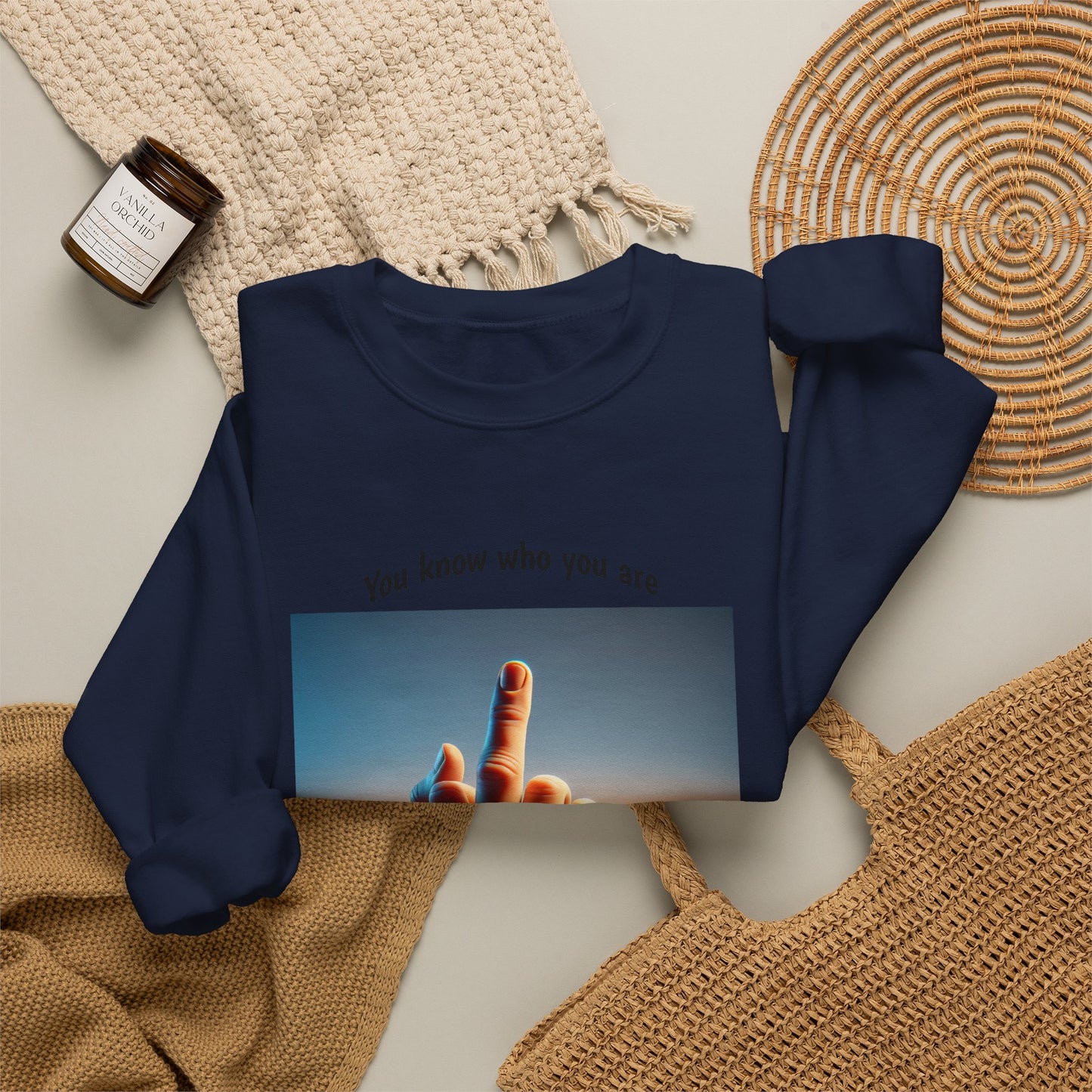 Crewneck Sweatshirt – Sunset Middle Finger Photo "Same to You" Graphic