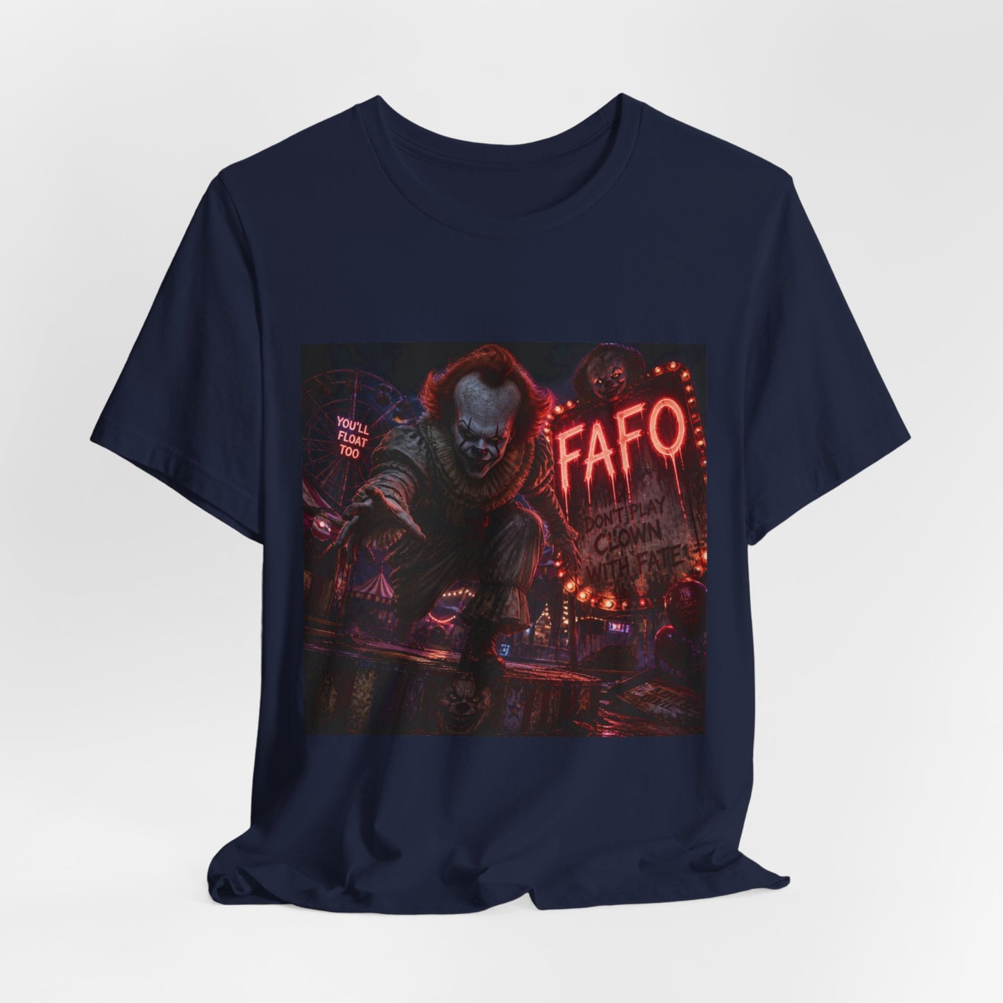 Horror Clown Graphic Tee – FAFO Neon Scare Short Sleeve T-Shirt