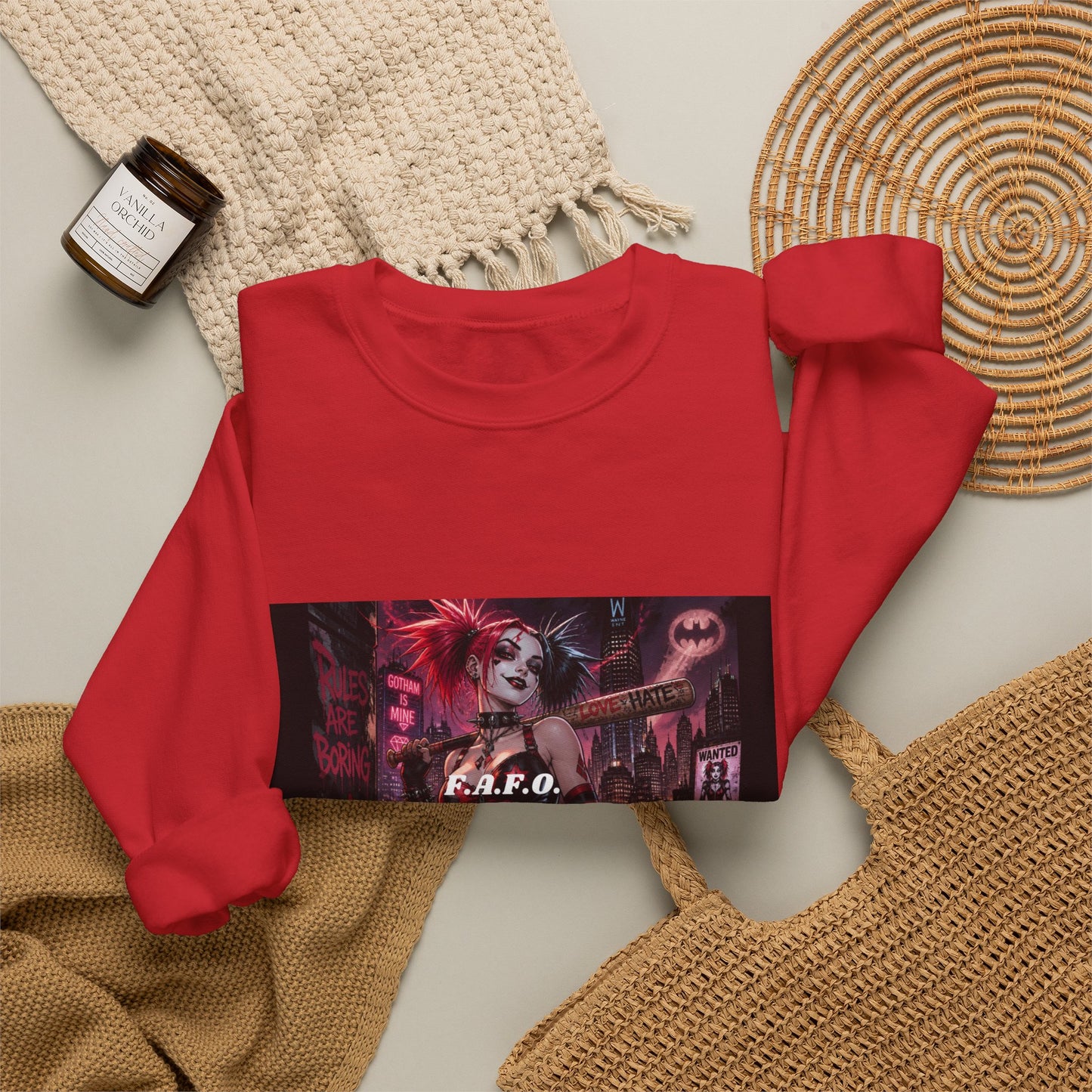 Crewneck Sweatshirt — The Fafc Society Gothic Harley-Style Art Pullover
