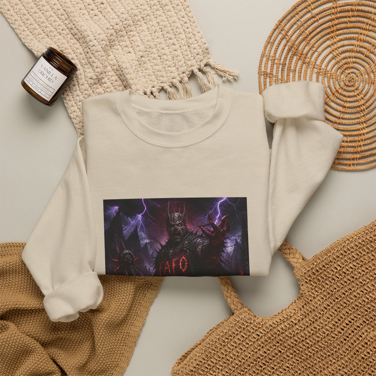 Satanic Demon Horror Crewneck Sweatshirt – 'Go' Graphic