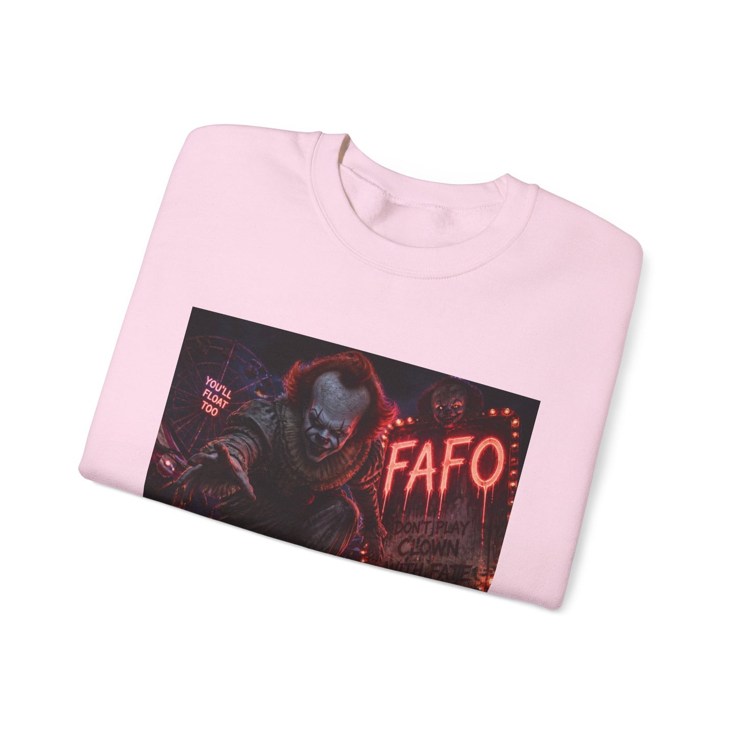 Creepy Clown "FAFO" Crewneck Sweatshirt — The FAFO Society Graphic