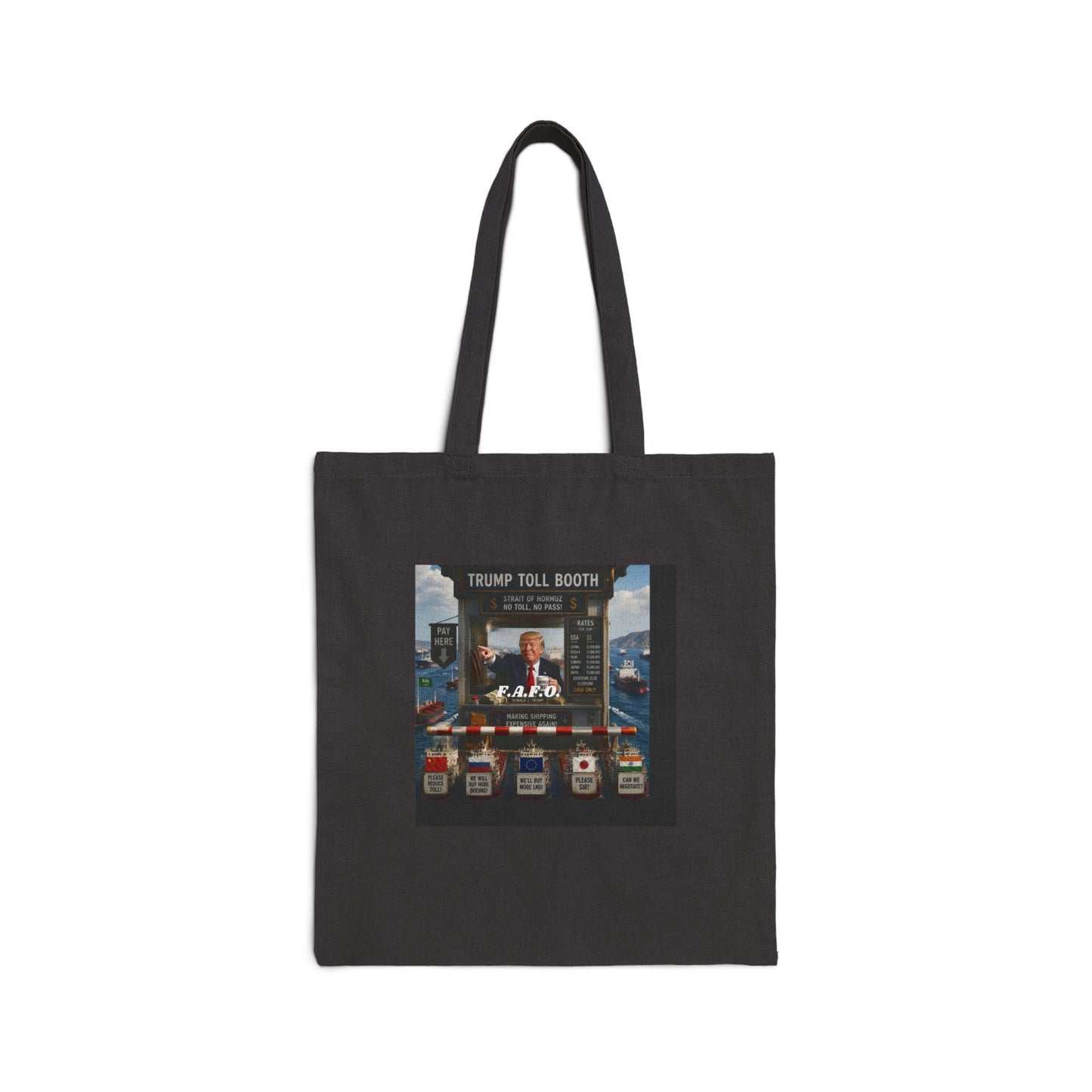 Canvas Tote Bag - Vintage Arcade 'Trump Toll Booth' Graphic