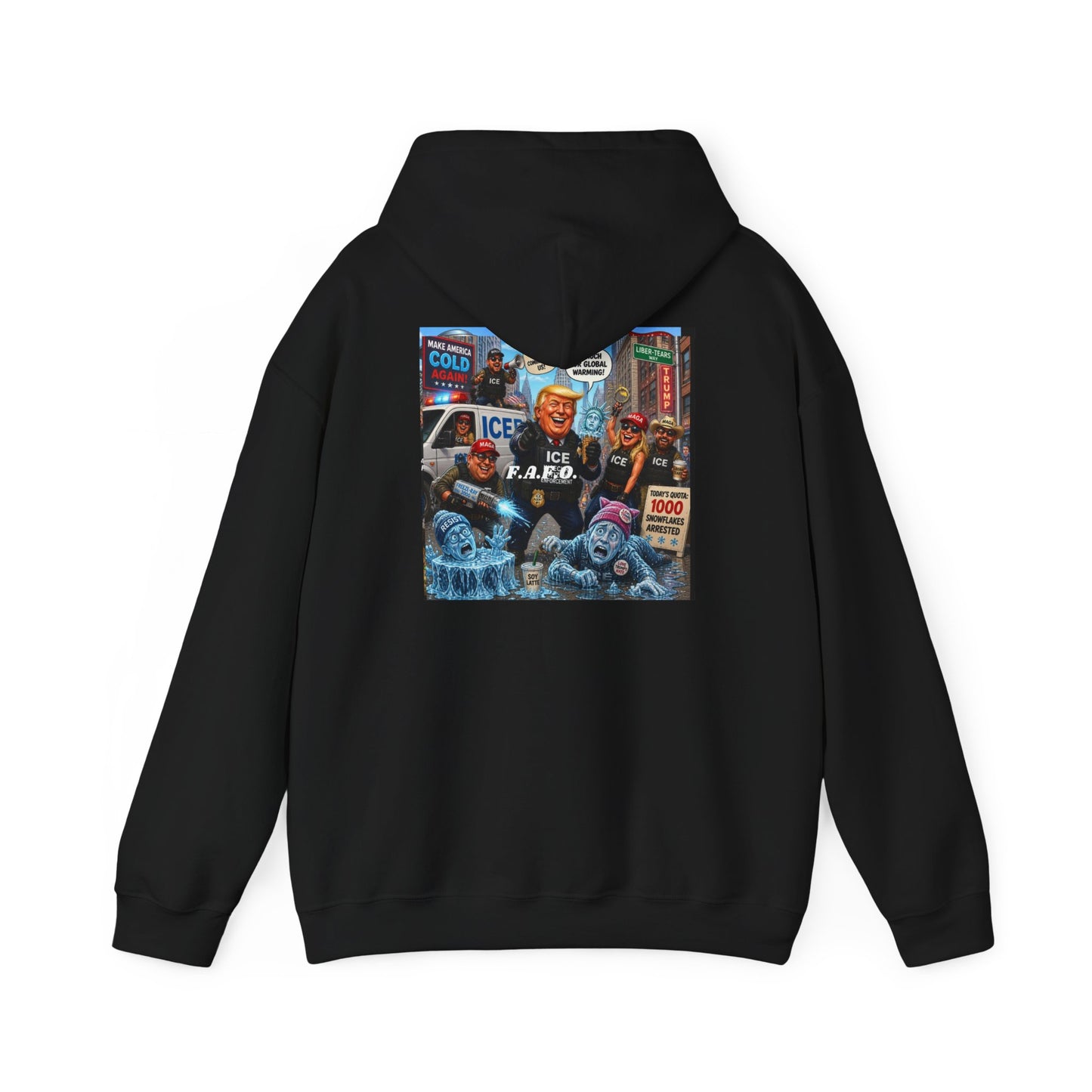 Political Collage Hoodie — Vintage Protest Pop-Art Sweatshirt (ICE, MAGA, 2020s)