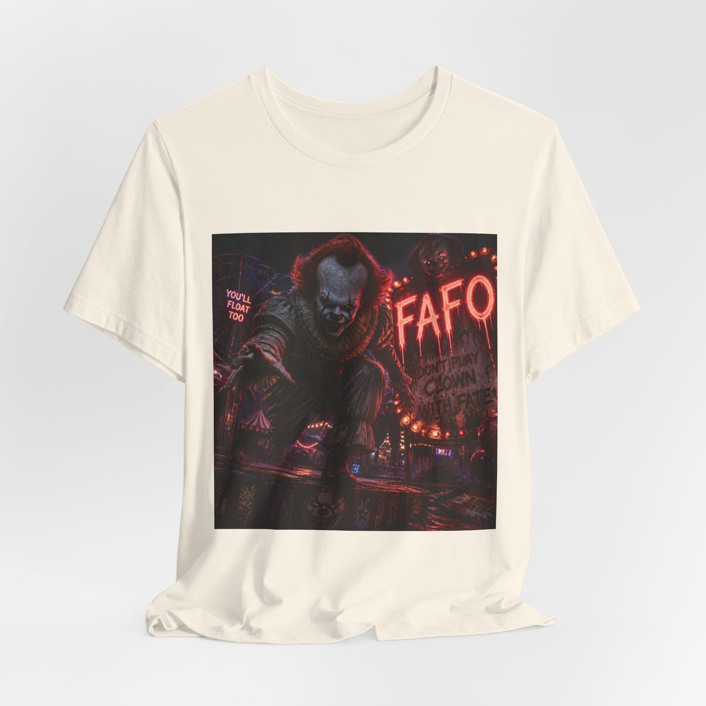 Horror Clown Graphic Tee — 'FAFO' Neon Carnival T-Shirt