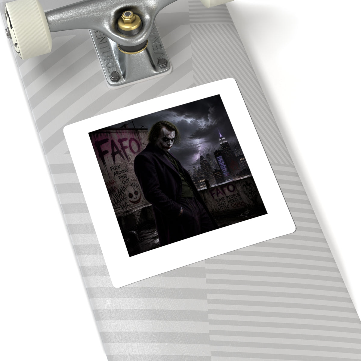 Joker Dark City Kiss-Cut Sticker – Gothic Villain Skull Graffiti Decal