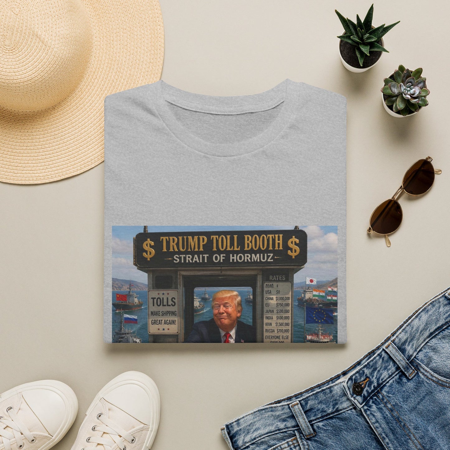 T-Shirt — "Trump Toll Booth: Strait of Hormuz" Political Graphic Tee