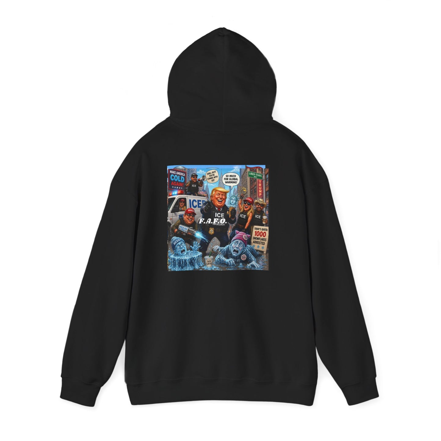 Political Collage Hoodie — Vintage Protest Pop-Art Sweatshirt (ICE, MAGA, 2020s)