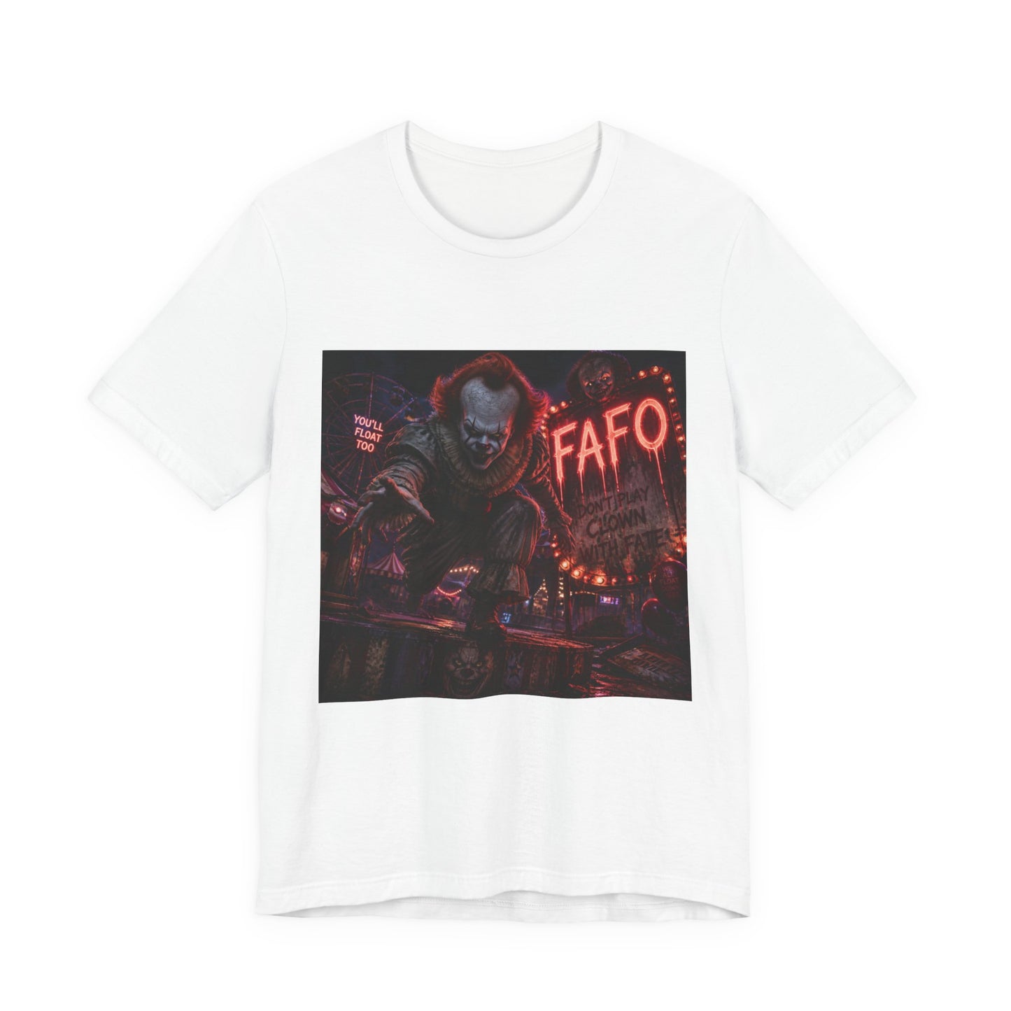Horror Clown Graphic Tee – FAFO Neon Scare Short Sleeve T-Shirt