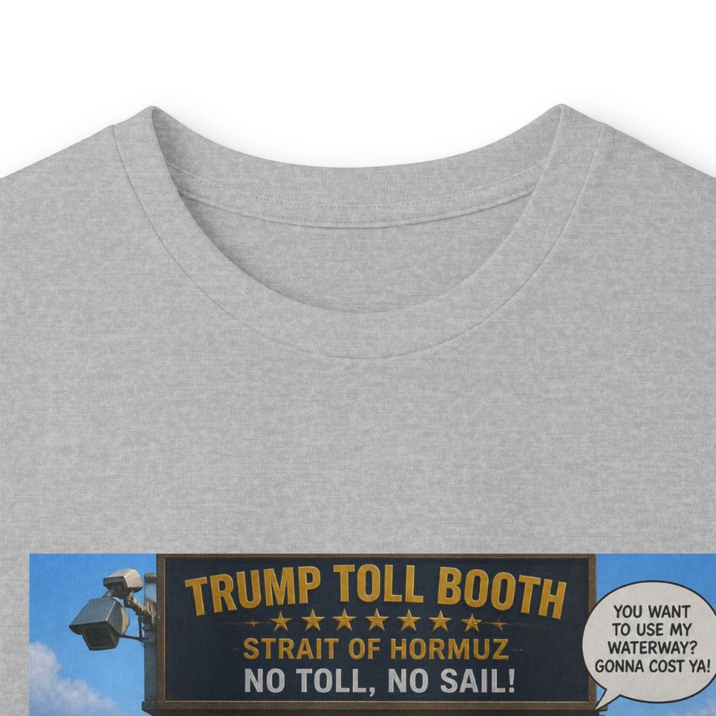 Long Sleeve Tee — Retro Arcade Collage "Trump Toll Booth" Design