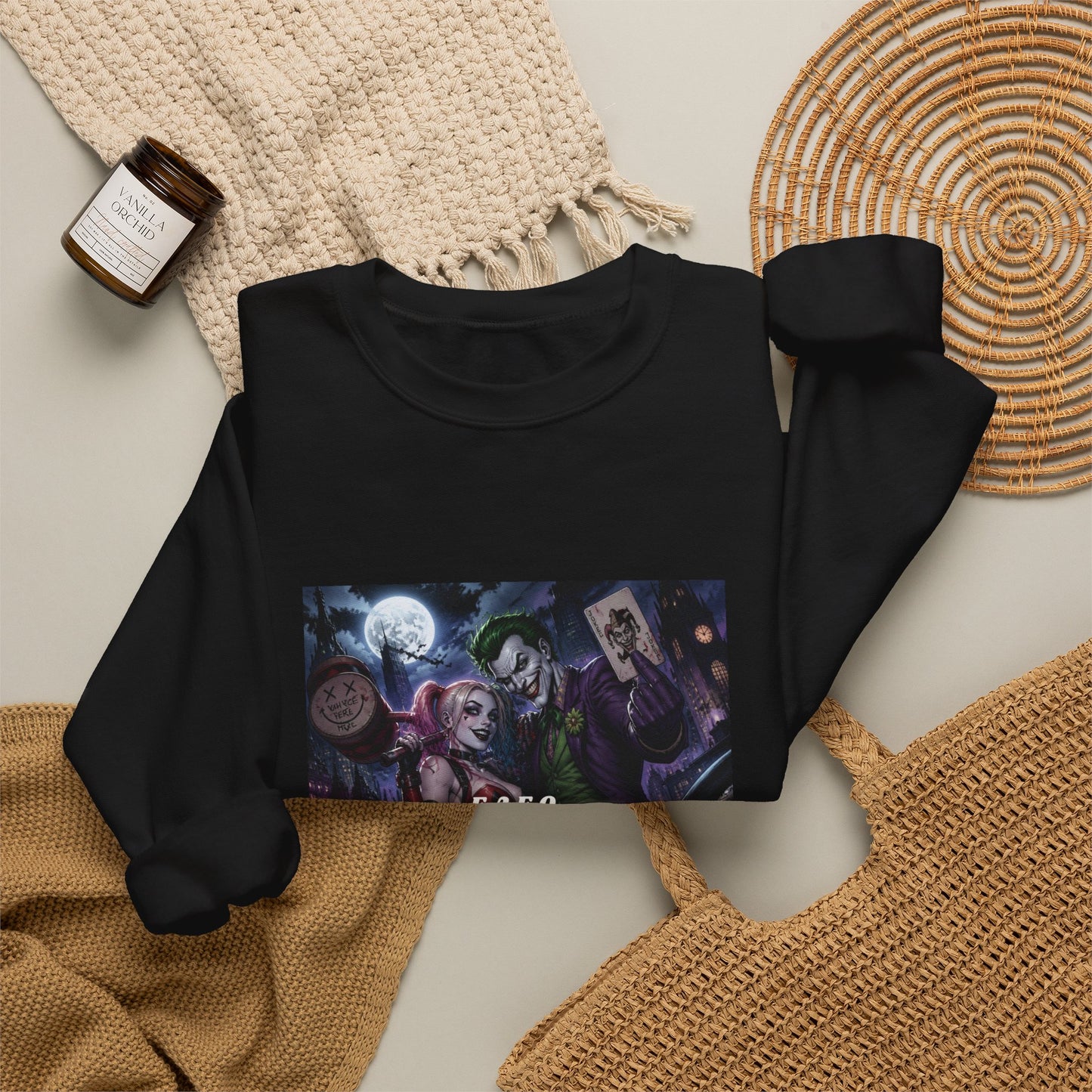 Crewneck Sweatshirt - Gothic Anime Moonlit Band Design (K.A.R.O. Text)