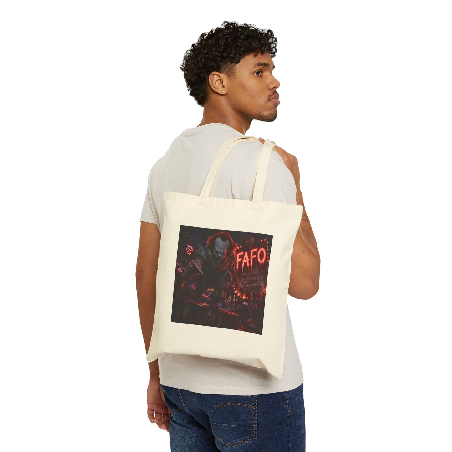 Horror Clown Tote Bag — Dark Carnival 'FAFO' Canvas Shopper