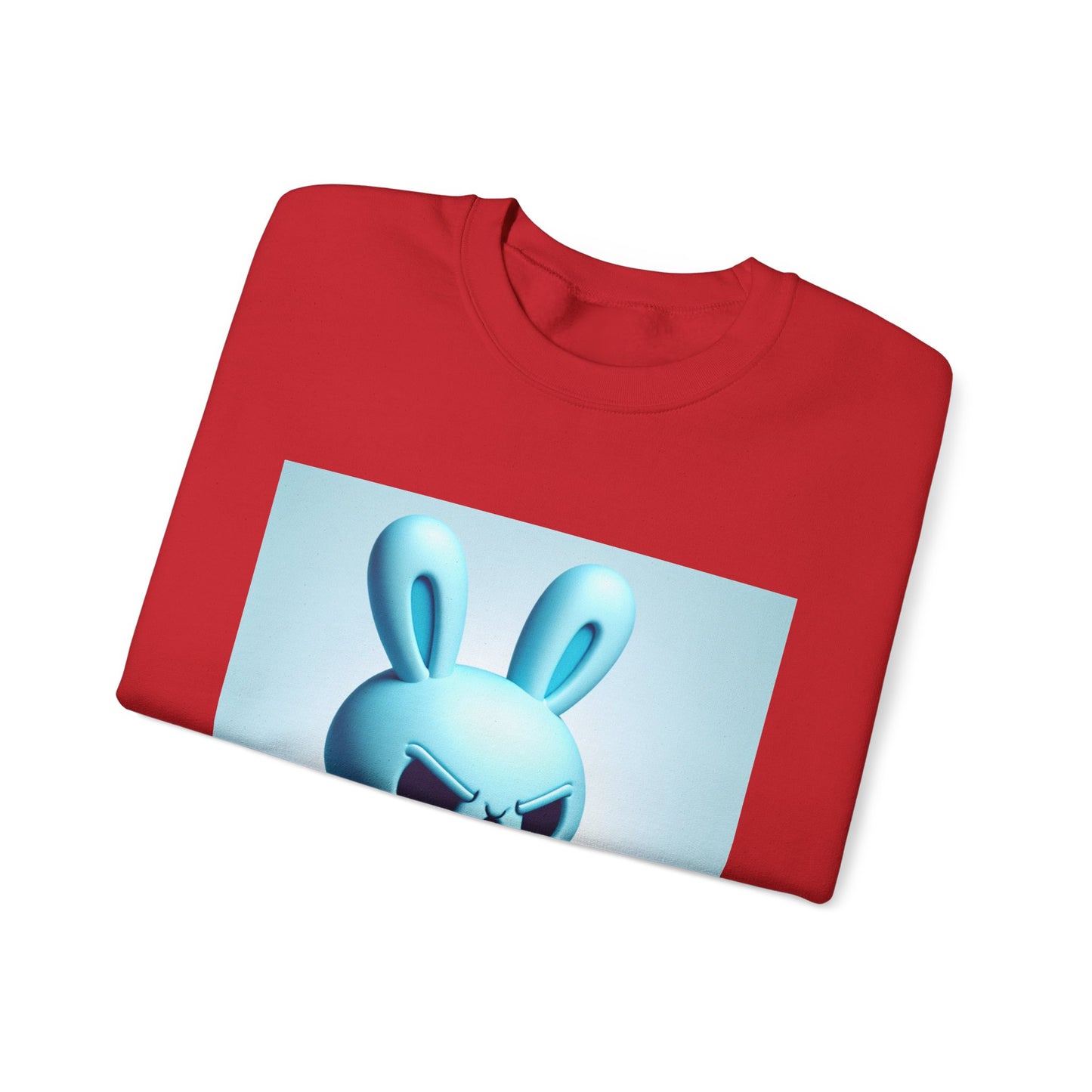 Bunny Soldier Crewneck Sweatshirt — Blue Cartoon Bunny with Rifle (The FAFO Society)