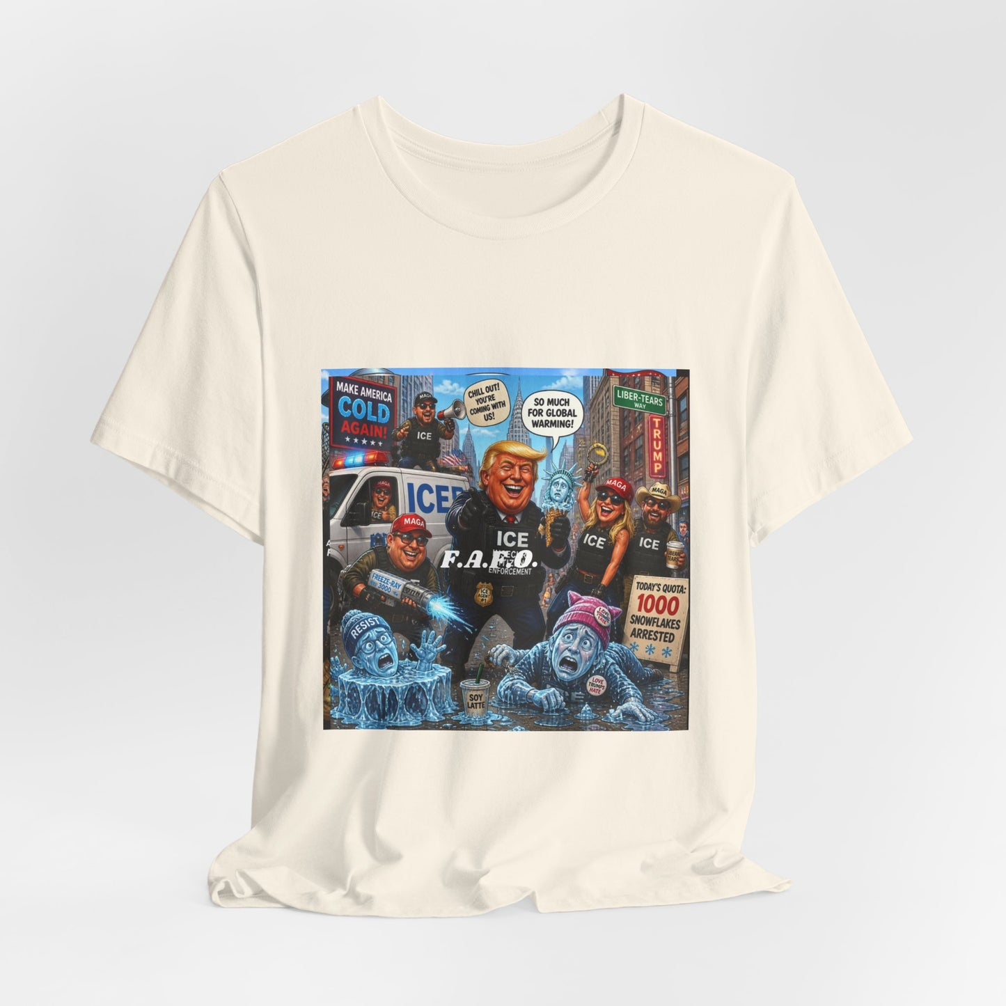 Political Satire T‑Shirt — ICE F.A.F.O. Collage Graphic Tee