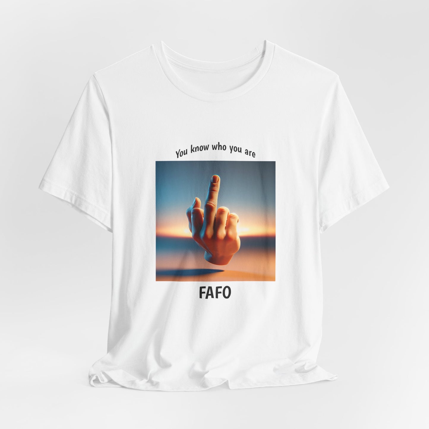 Sunset Middle Finger Graphic Tee – 'FAHO' Casual Statement T-Shirt