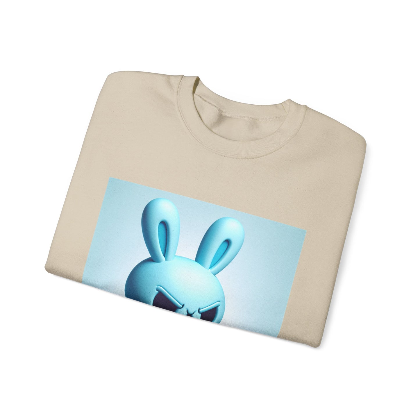 Bunny Soldier Crewneck Sweatshirt — Blue Cartoon Bunny with Rifle (The FAFO Society)