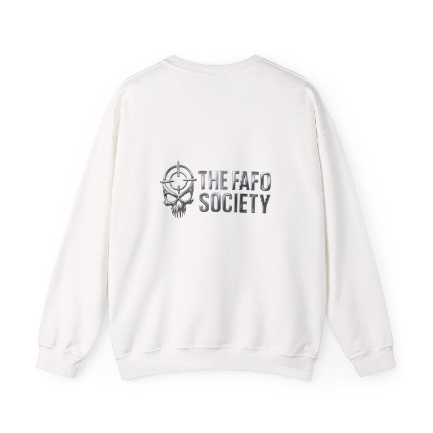 Bunny Soldier Crewneck Sweatshirt — Blue Cartoon Bunny with Rifle (The FAFO Society)