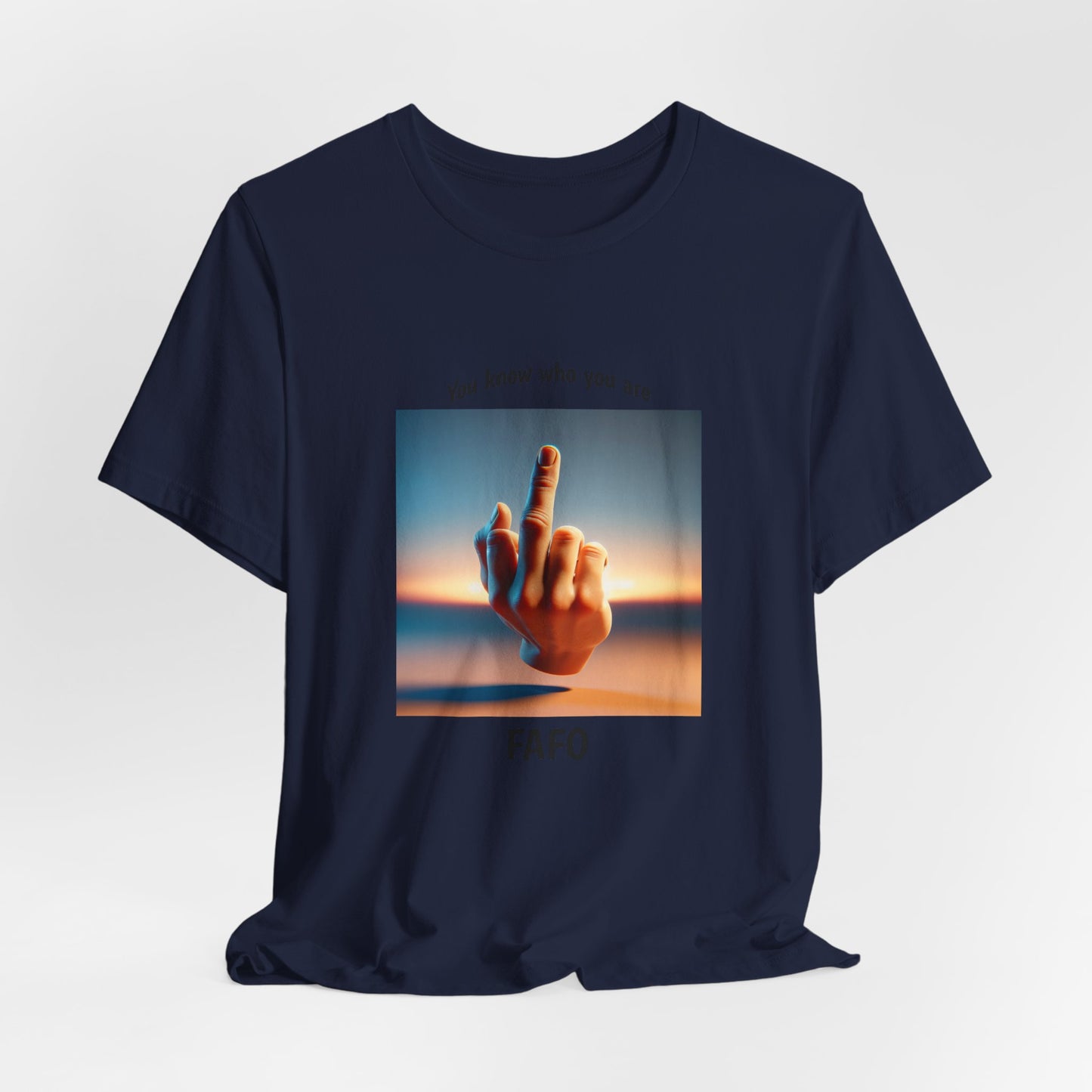 Sunset Middle Finger Graphic Tee – 'FAHO' Casual Statement T-Shirt