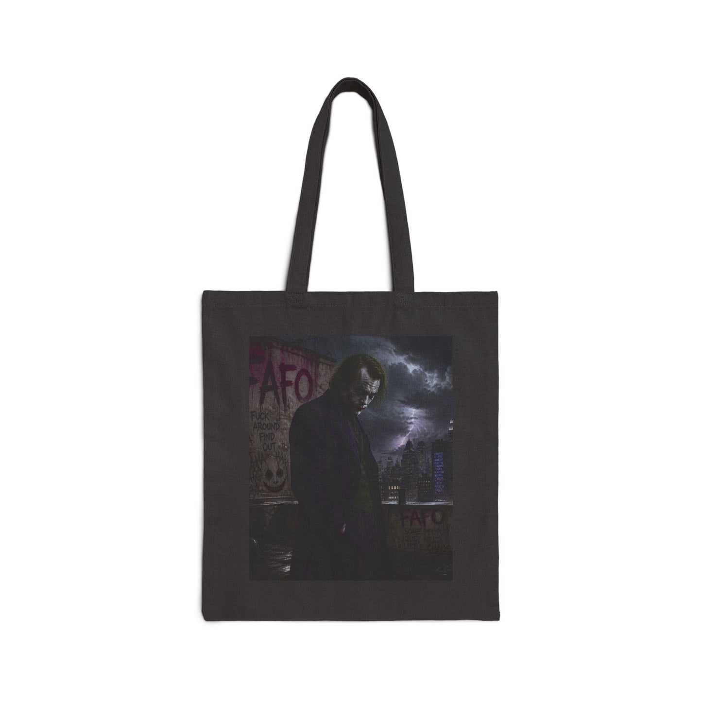 Noir Night Cotton Canvas Tote — Moody Urban Photo Tote Bag