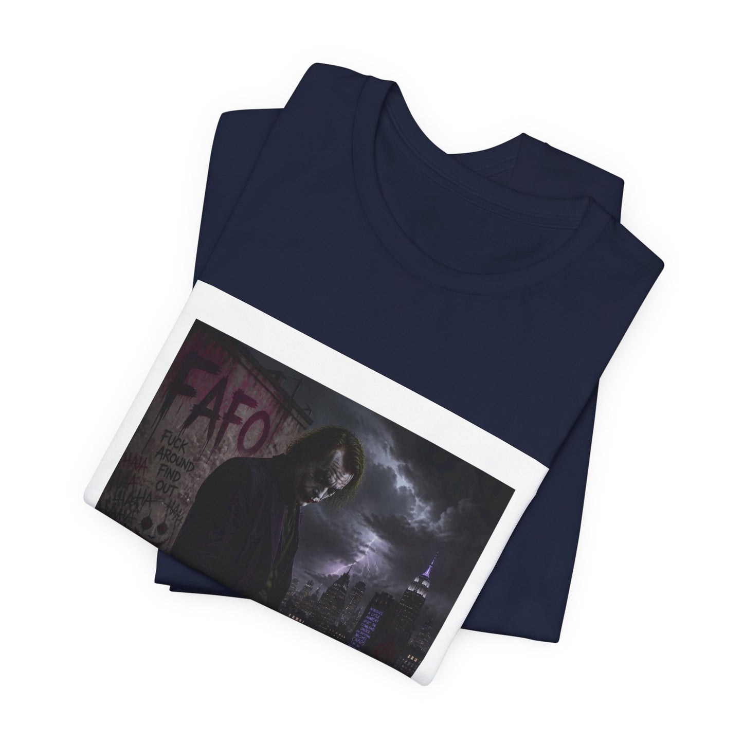 Dark Cityscape Graphic Tee — Moody Joker Night Design