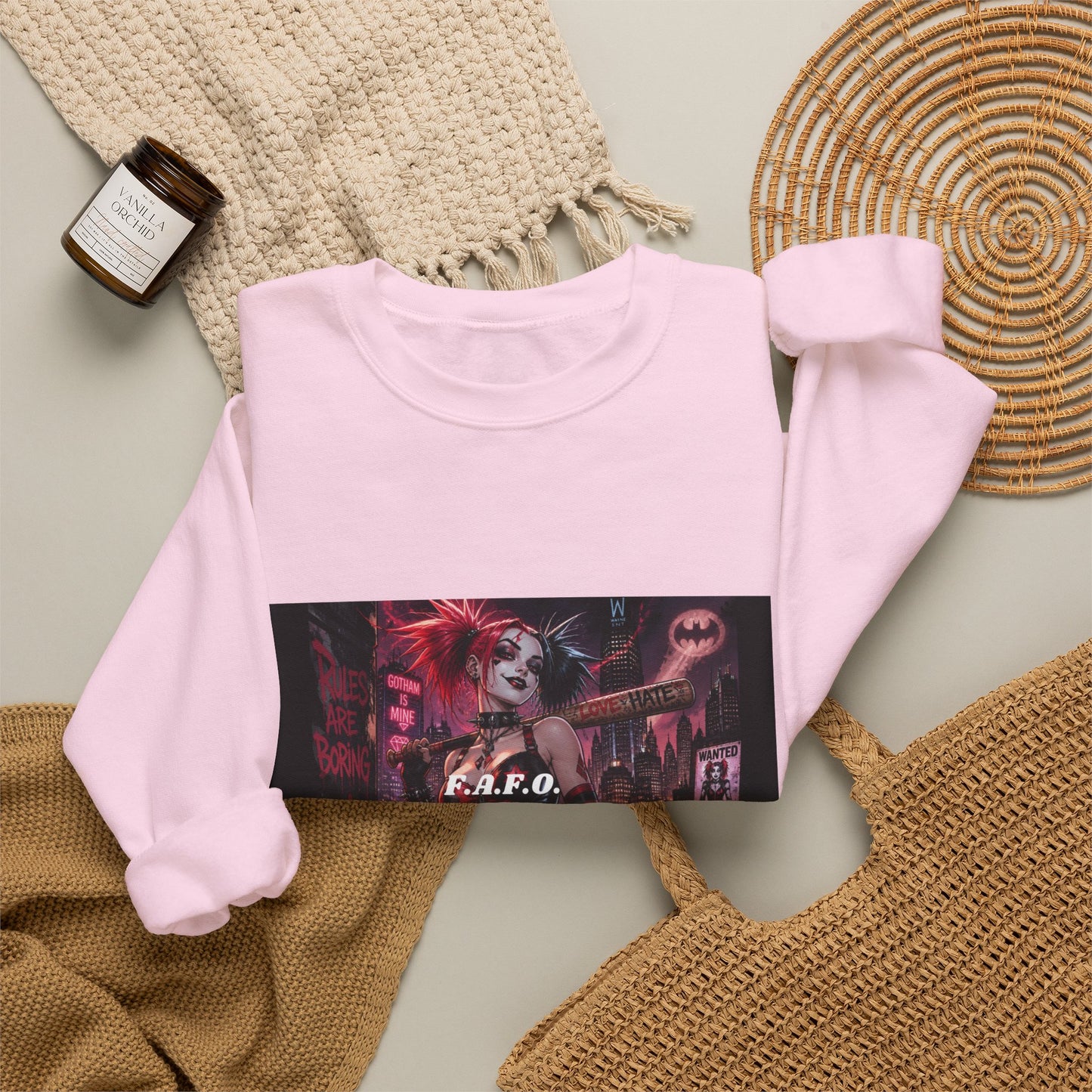 Crewneck Sweatshirt — The Fafc Society Gothic Harley-Style Art Pullover