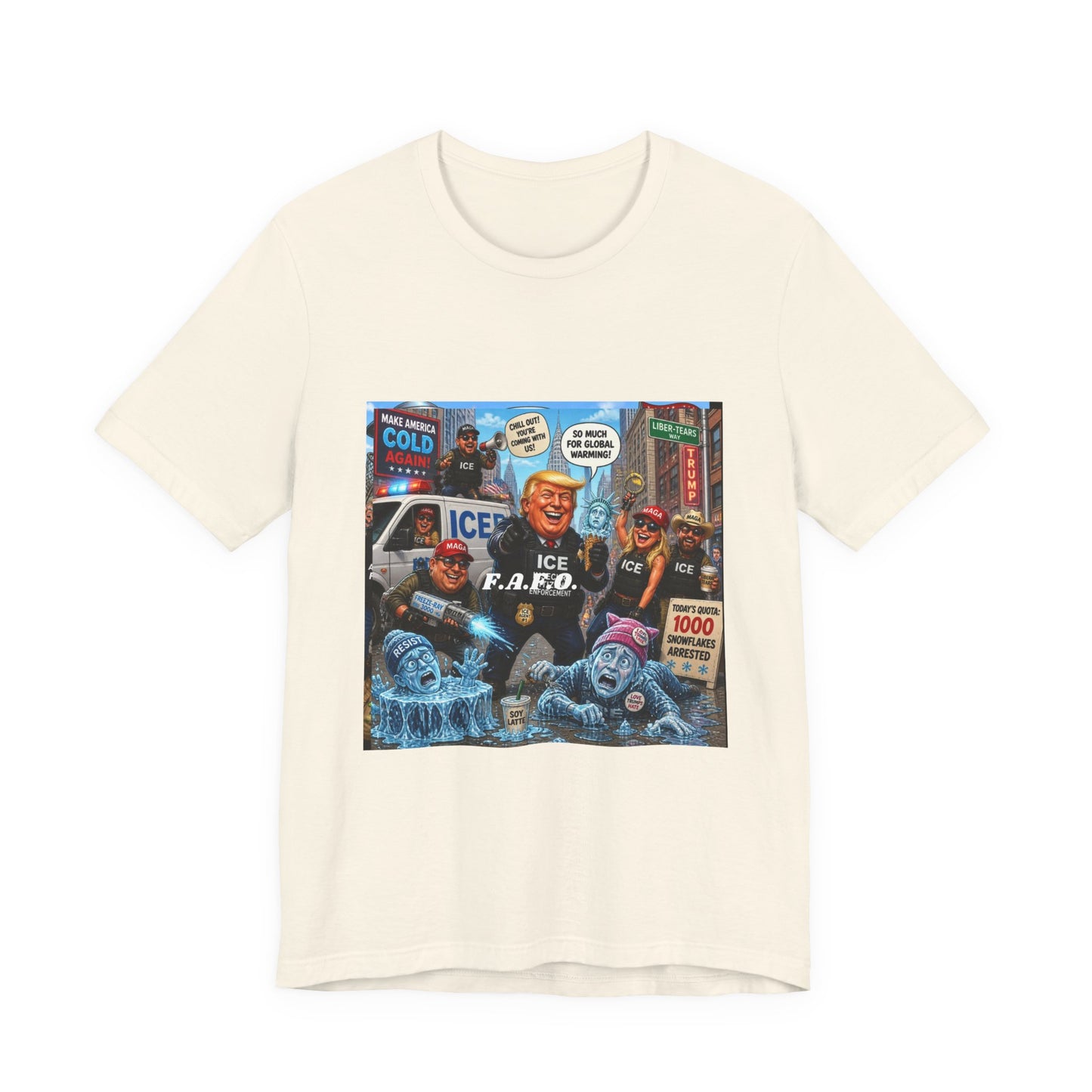 Political Satire T‑Shirt — ICE F.A.F.O. Collage Graphic Tee