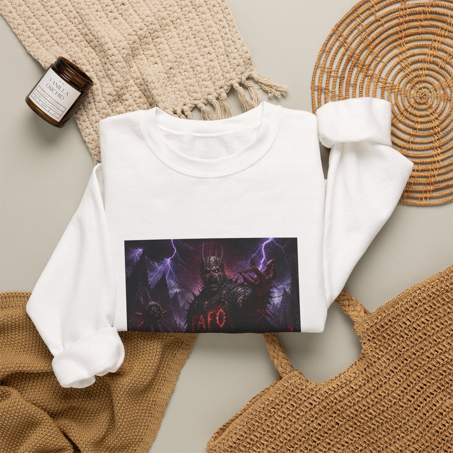 Satanic Demon Horror Crewneck Sweatshirt – 'Go' Graphic