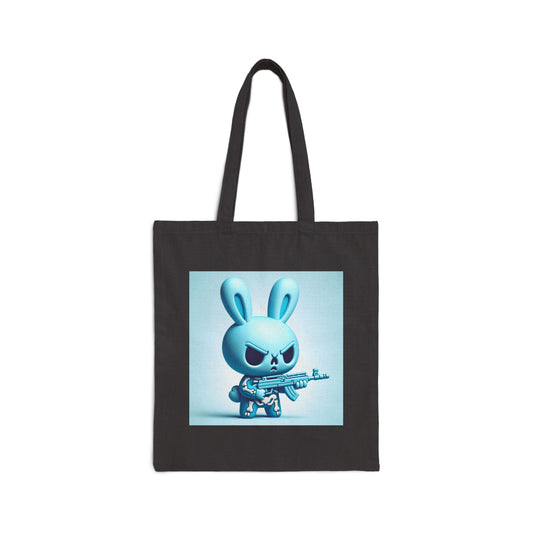 Canvas Tote Bag — Cute Angry Bunny Soldier Print | Trendy Reusable Grocery & Everyday Bag