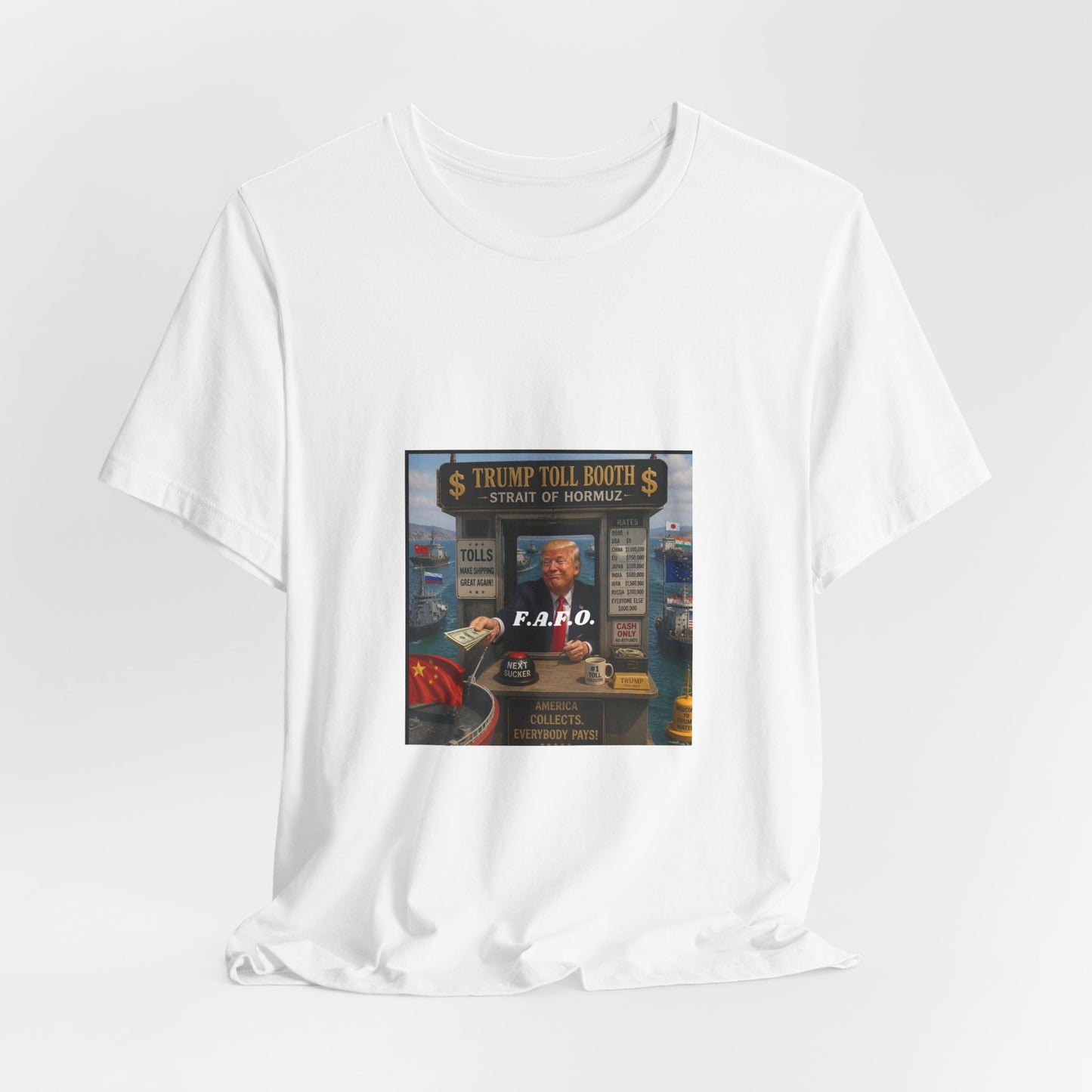 Political Satire Tee — "Trump Toll Booth" Graphic Shirt