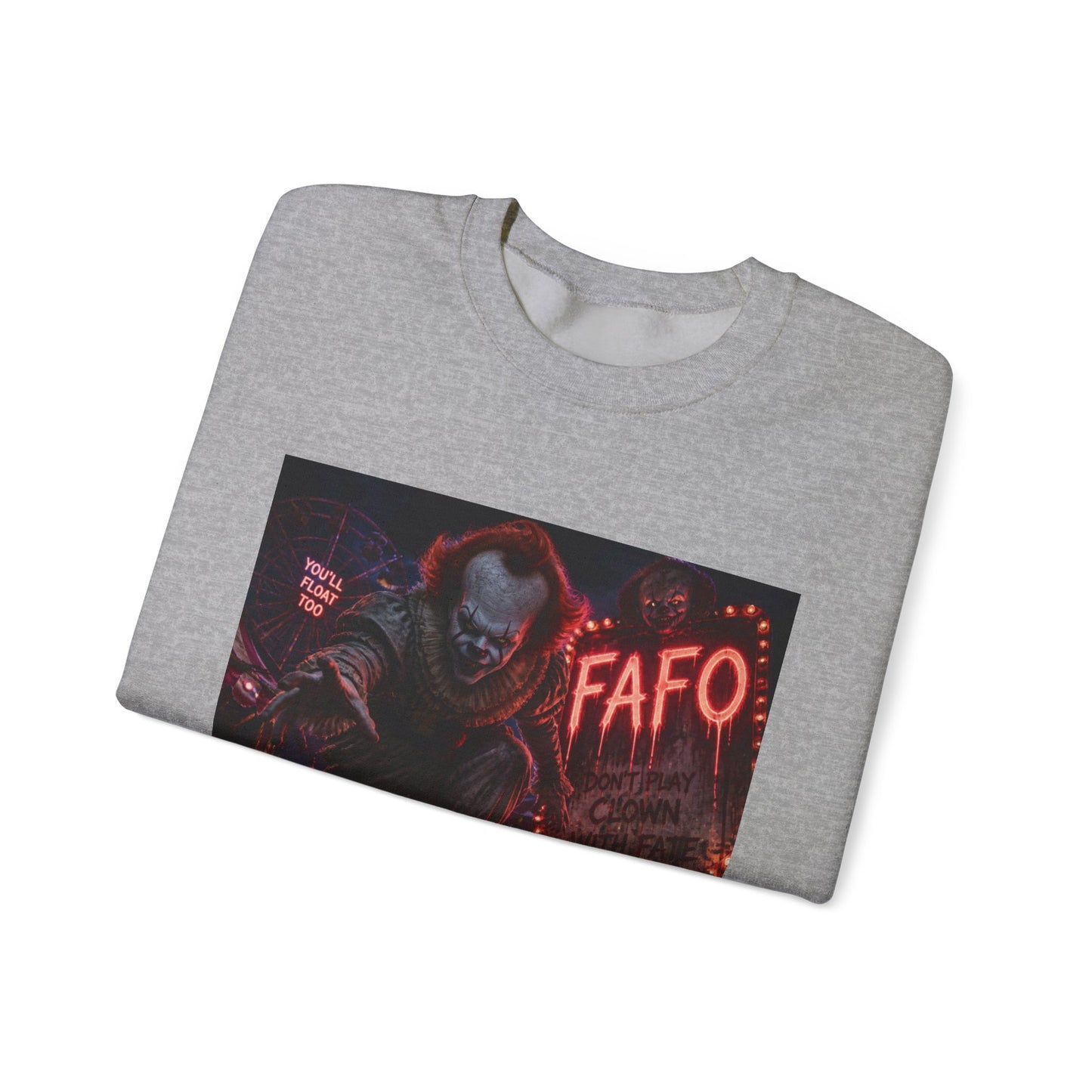 Creepy Clown "FAFO" Crewneck Sweatshirt — The FAFO Society Graphic