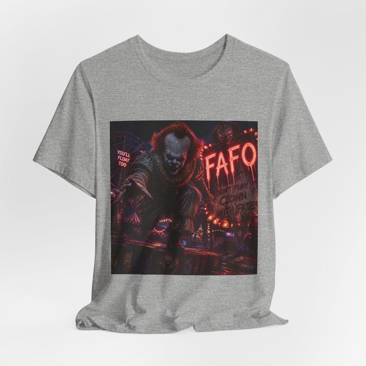 Horror Clown Graphic Tee — 'FAFO' Neon Carnival T-Shirt