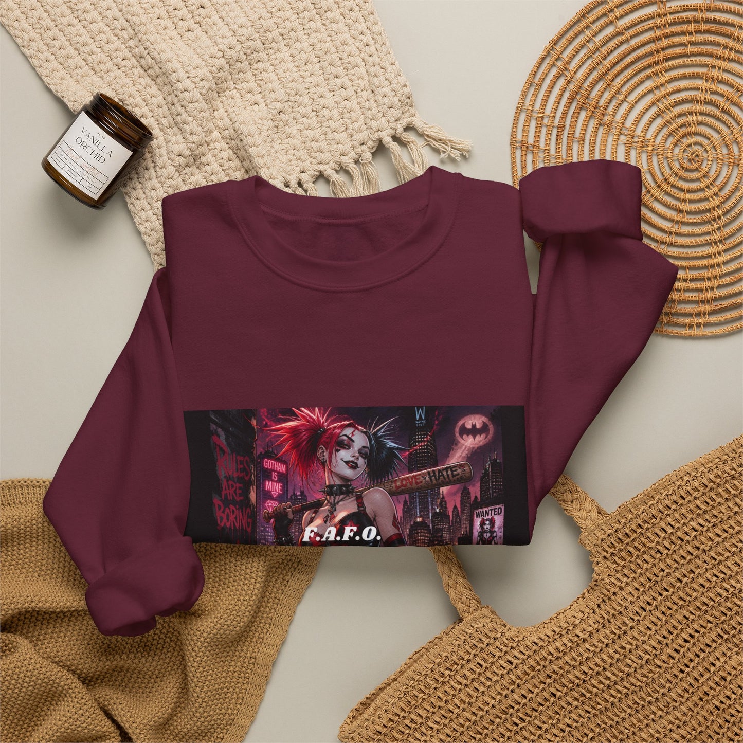 Crewneck Sweatshirt — The Fafc Society Gothic Harley-Style Art Pullover