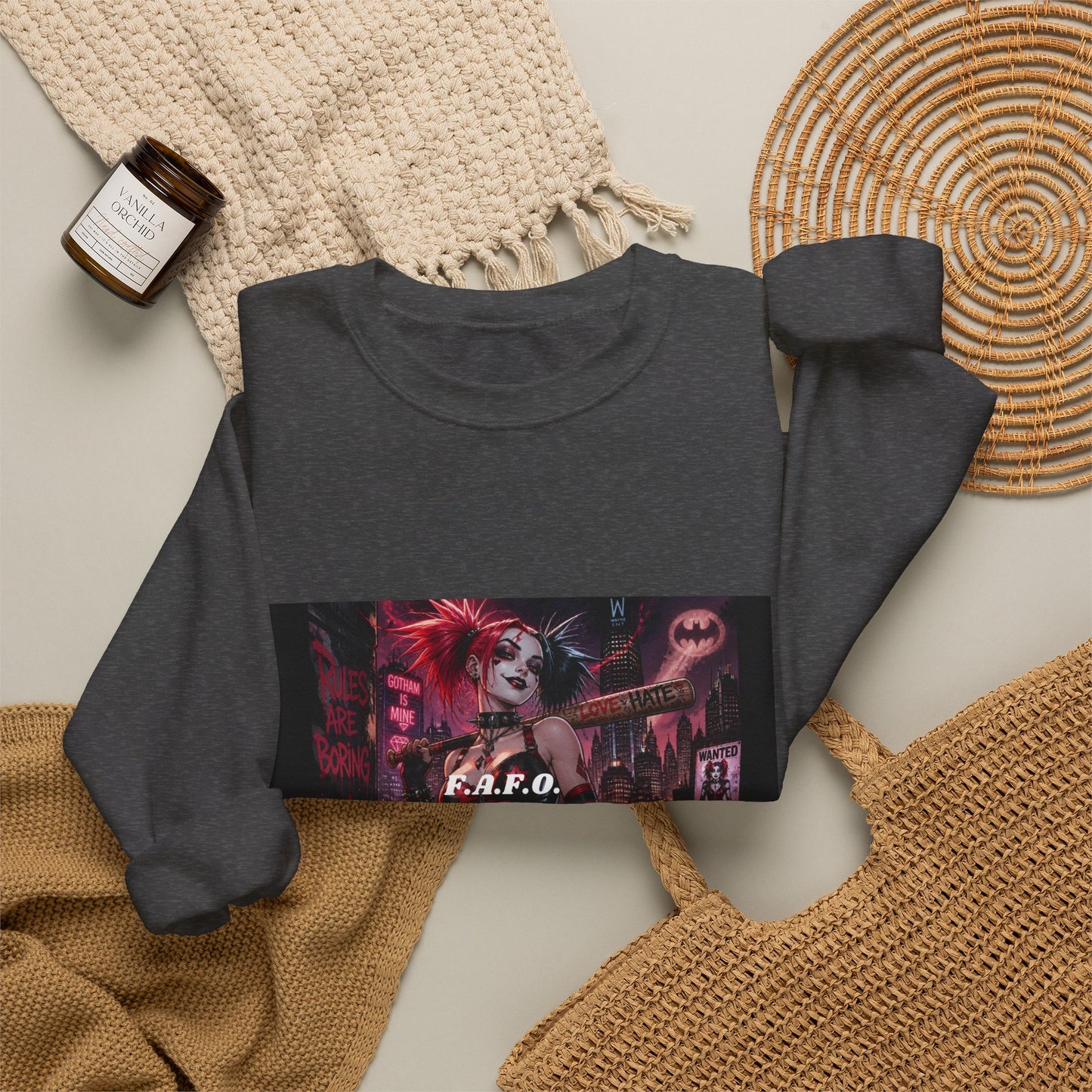 Crewneck Sweatshirt — The Fafc Society Gothic Harley-Style Art Pullover