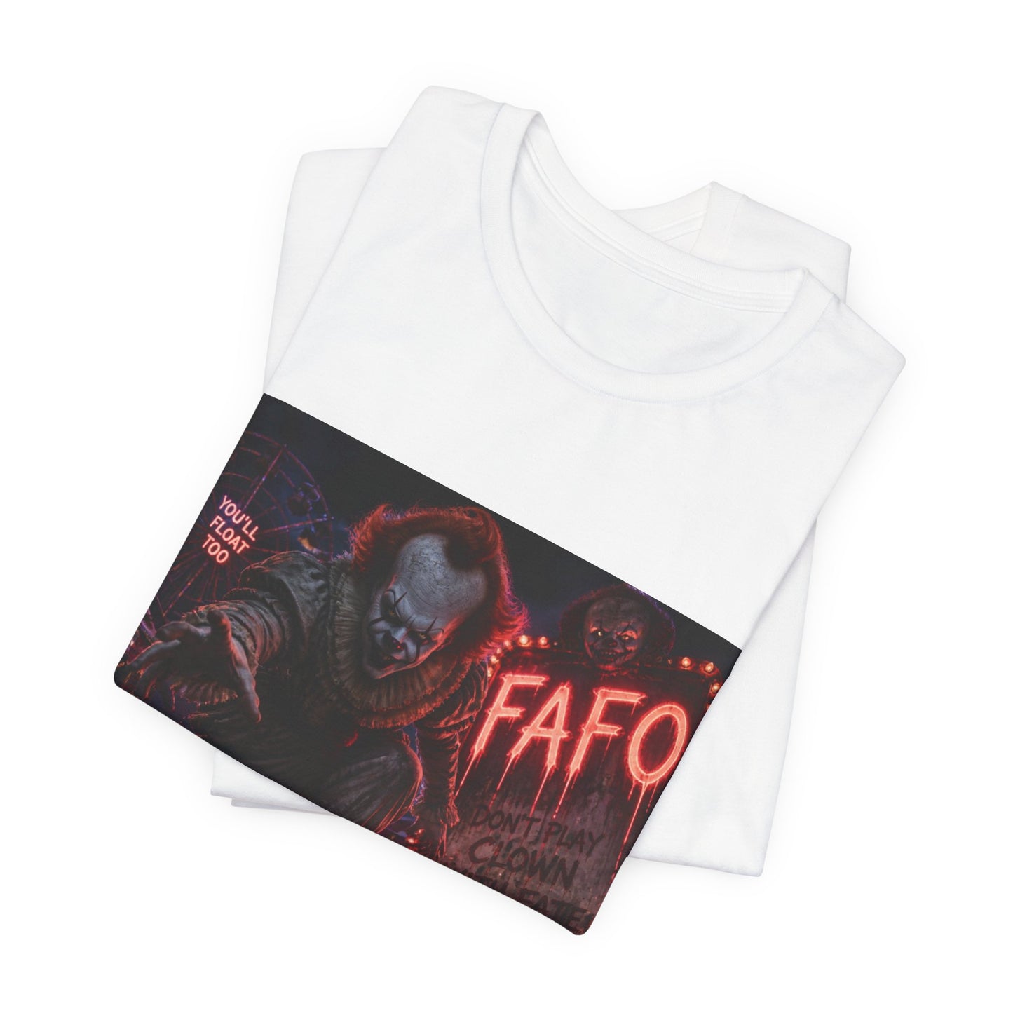 Horror Clown Graphic Tee – FAFO Neon Scare Short Sleeve T-Shirt
