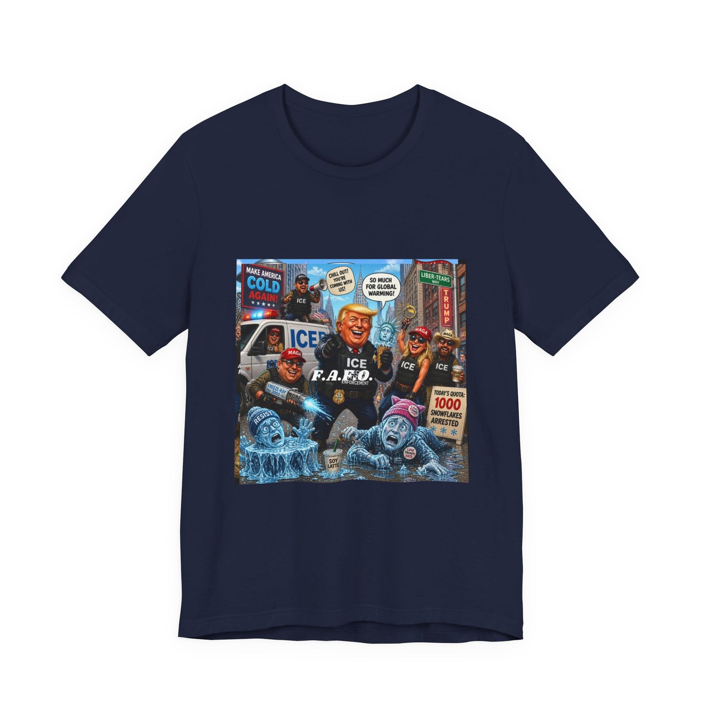 Political Satire T‑Shirt — ICE F.A.F.O. Collage Graphic Tee