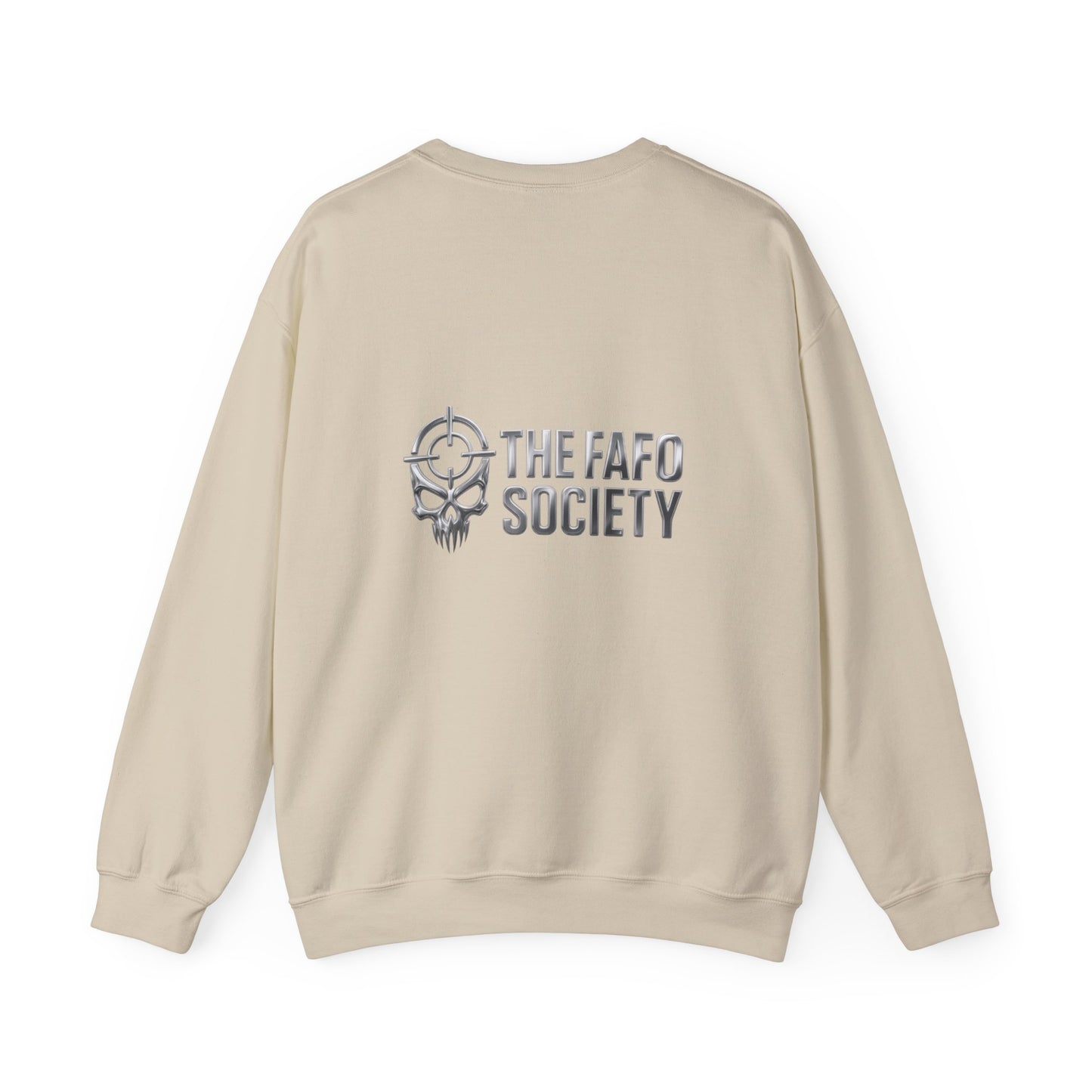 Bunny Soldier Crewneck Sweatshirt — Blue Cartoon Bunny with Rifle (The FAFO Society)