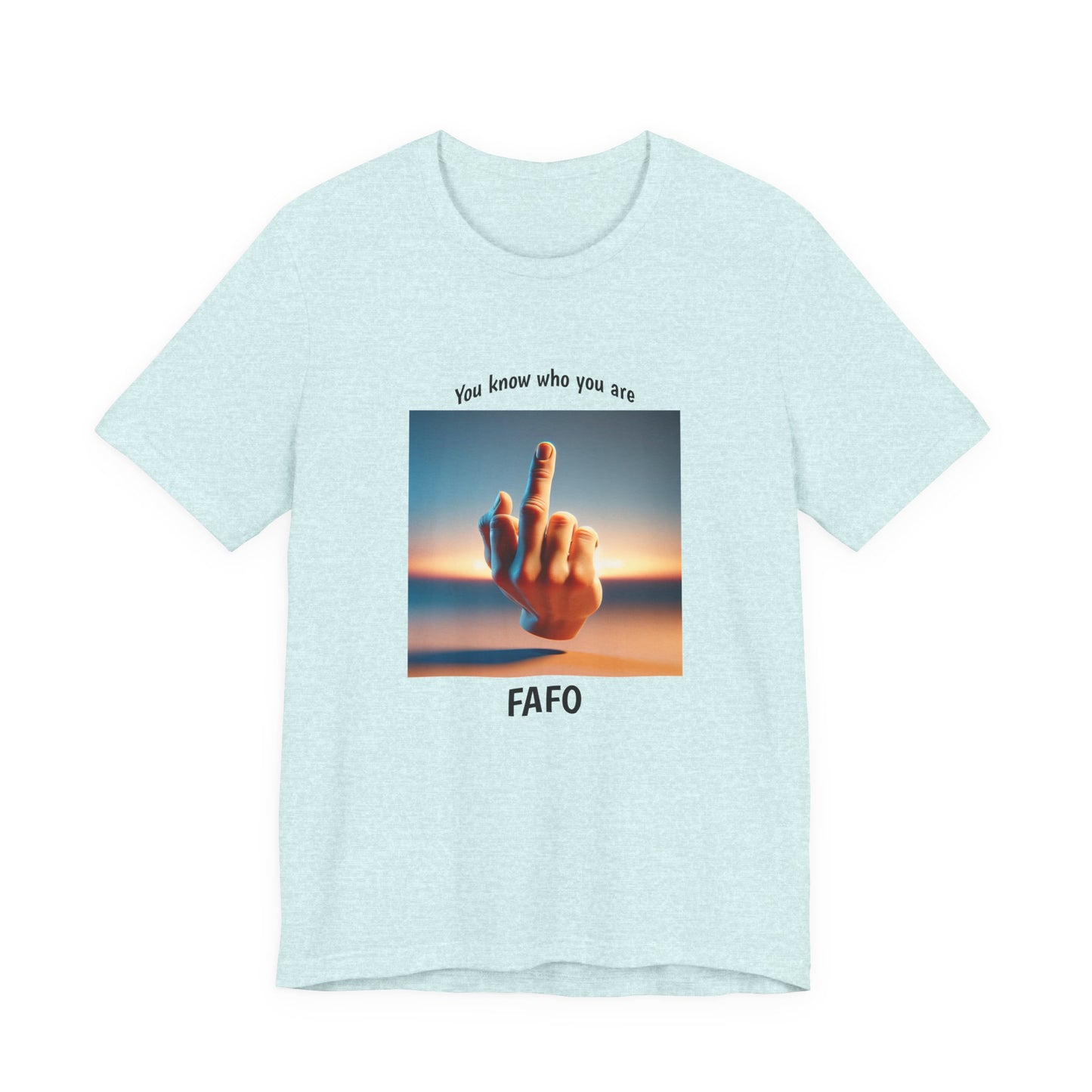 Sunset Middle Finger Graphic Tee – 'FAHO' Casual Statement T-Shirt
