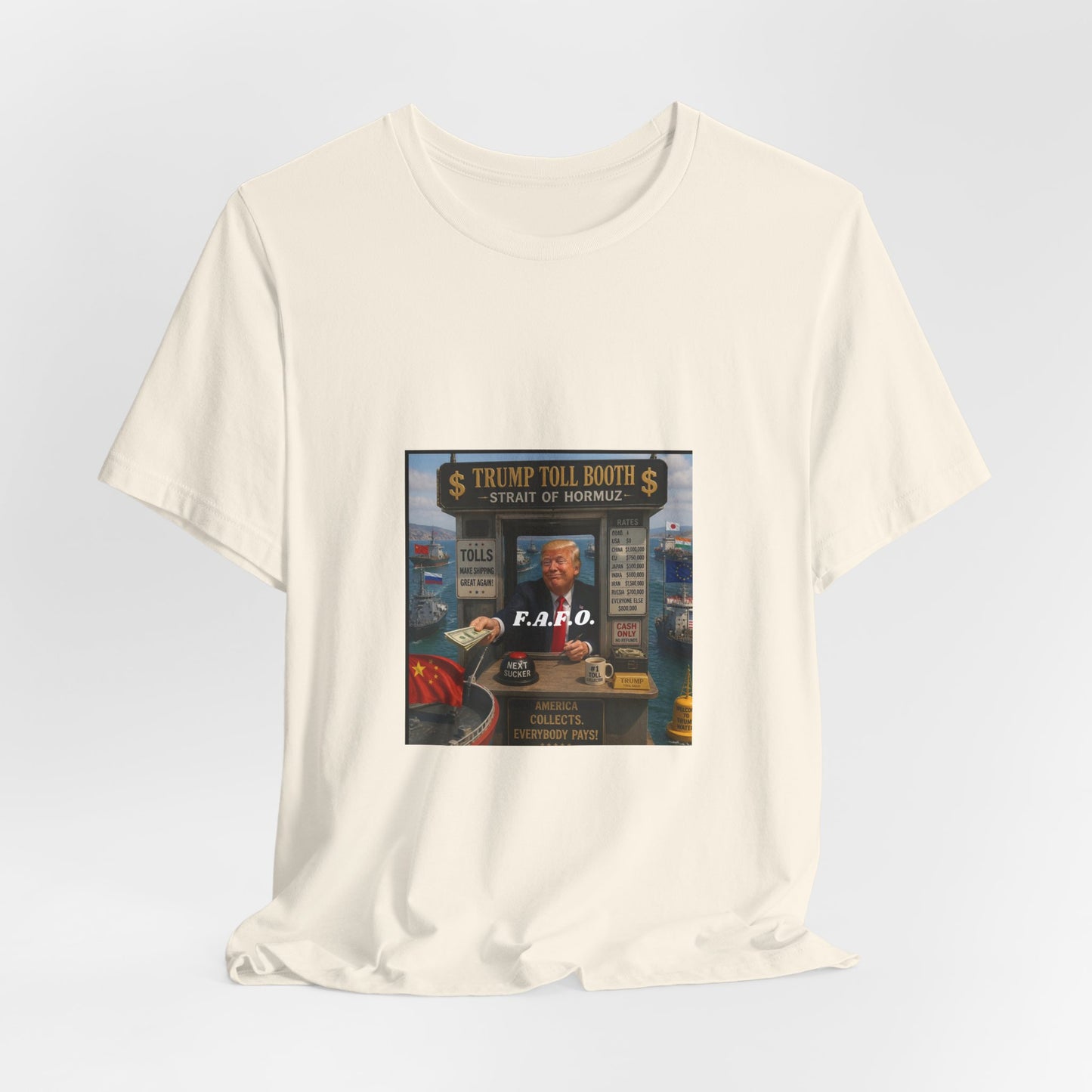 Political Satire Tee — "Trump Toll Booth" Graphic Shirt