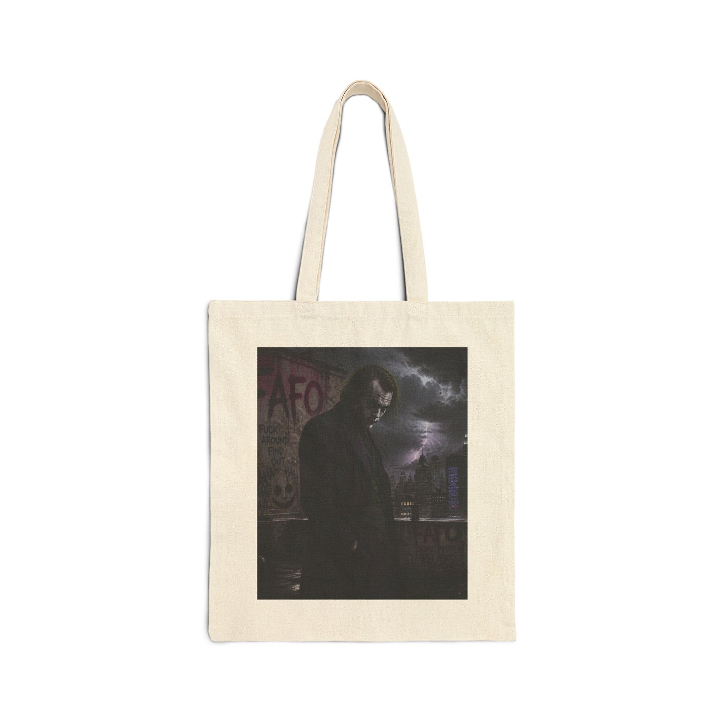 Noir Night Cotton Canvas Tote — Moody Urban Photo Tote Bag