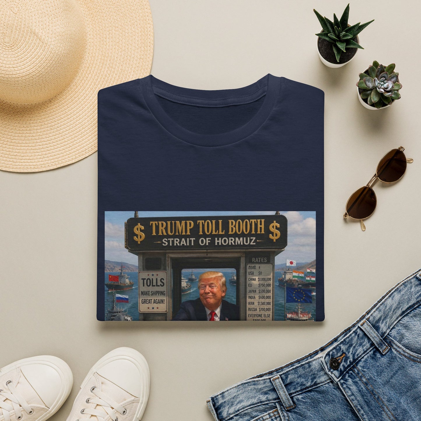 T-Shirt — "Trump Toll Booth: Strait of Hormuz" Political Graphic Tee