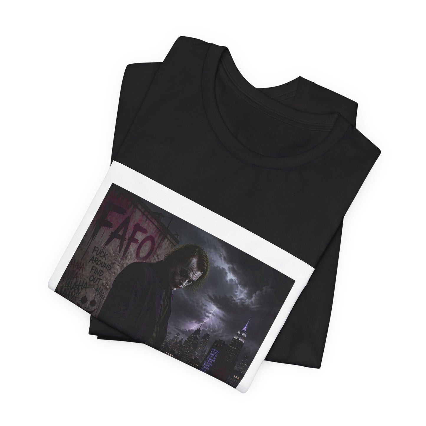 Dark Cityscape Graphic Tee — Moody Joker Night Design