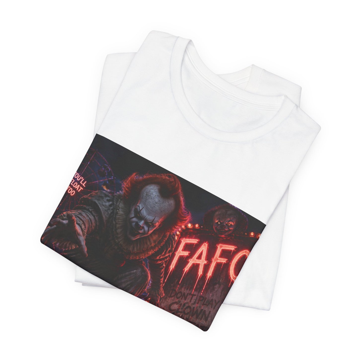 Horror Clown Graphic Tee — 'FAFO' Neon Carnival T-Shirt