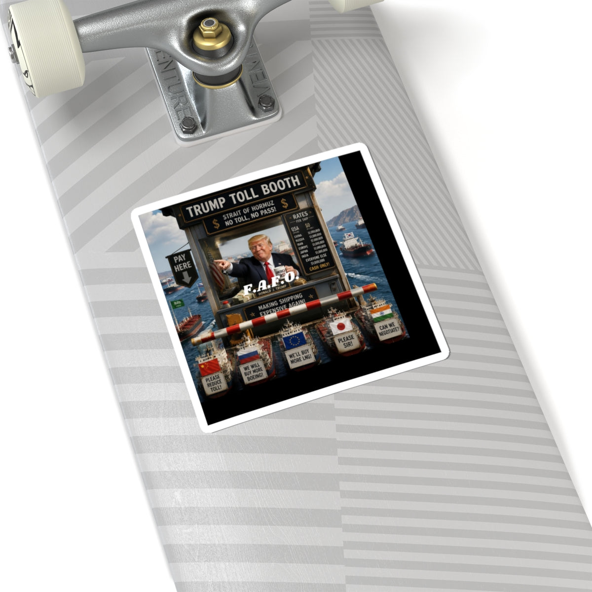 Political Commentary Sticker — 'Trump Toll Booth' Kiss-Cut Sticker