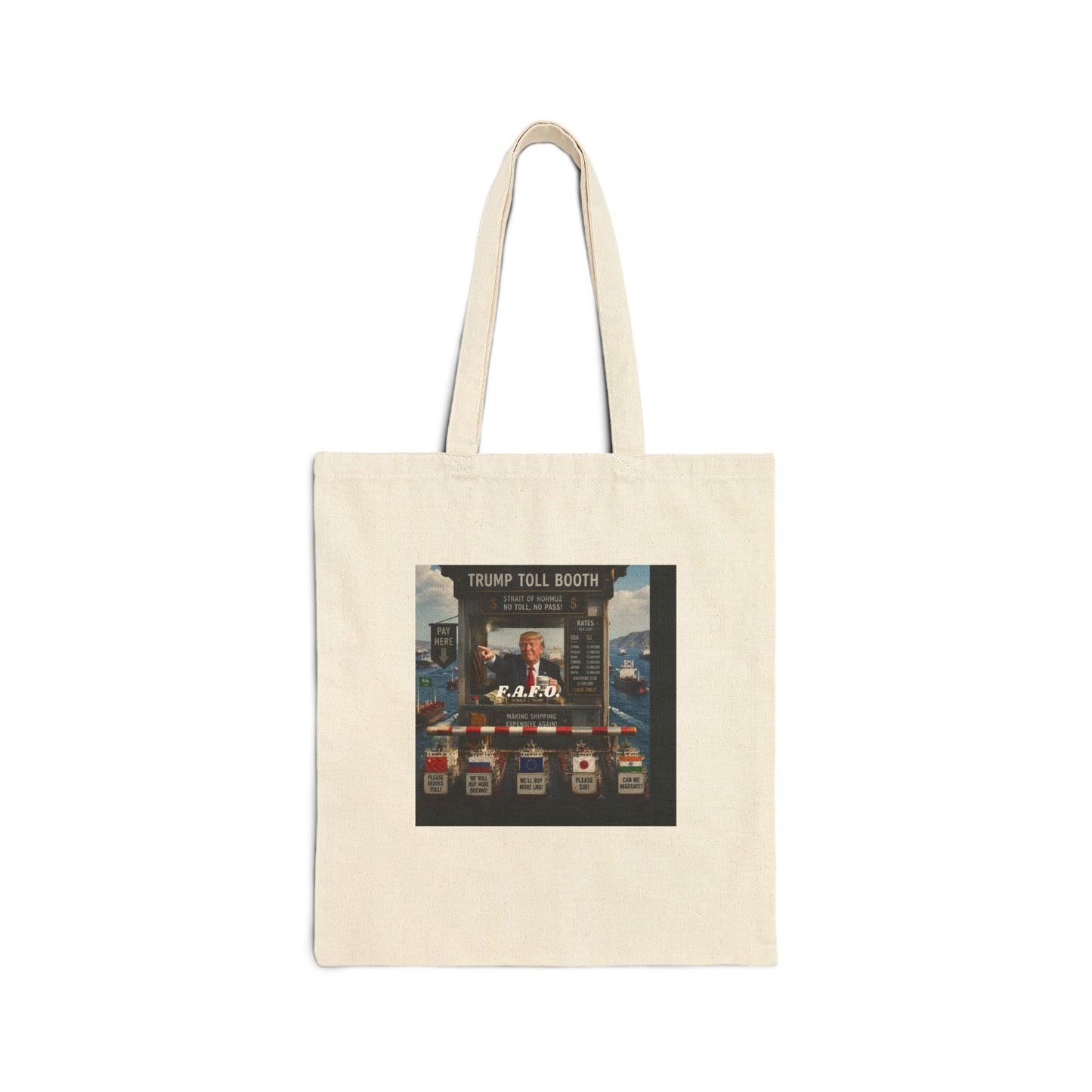Canvas Tote Bag - Vintage Arcade 'Trump Toll Booth' Graphic