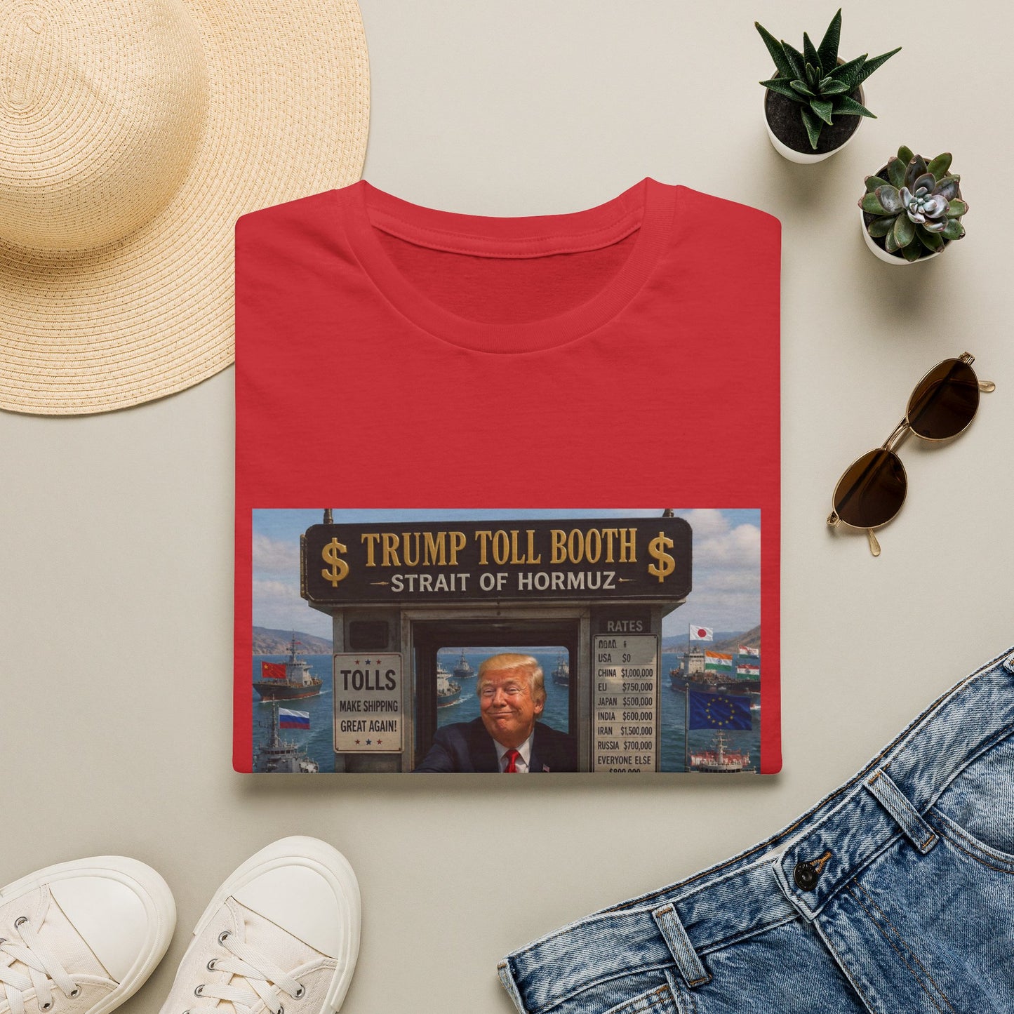 T-Shirt — "Trump Toll Booth: Strait of Hormuz" Political Graphic Tee