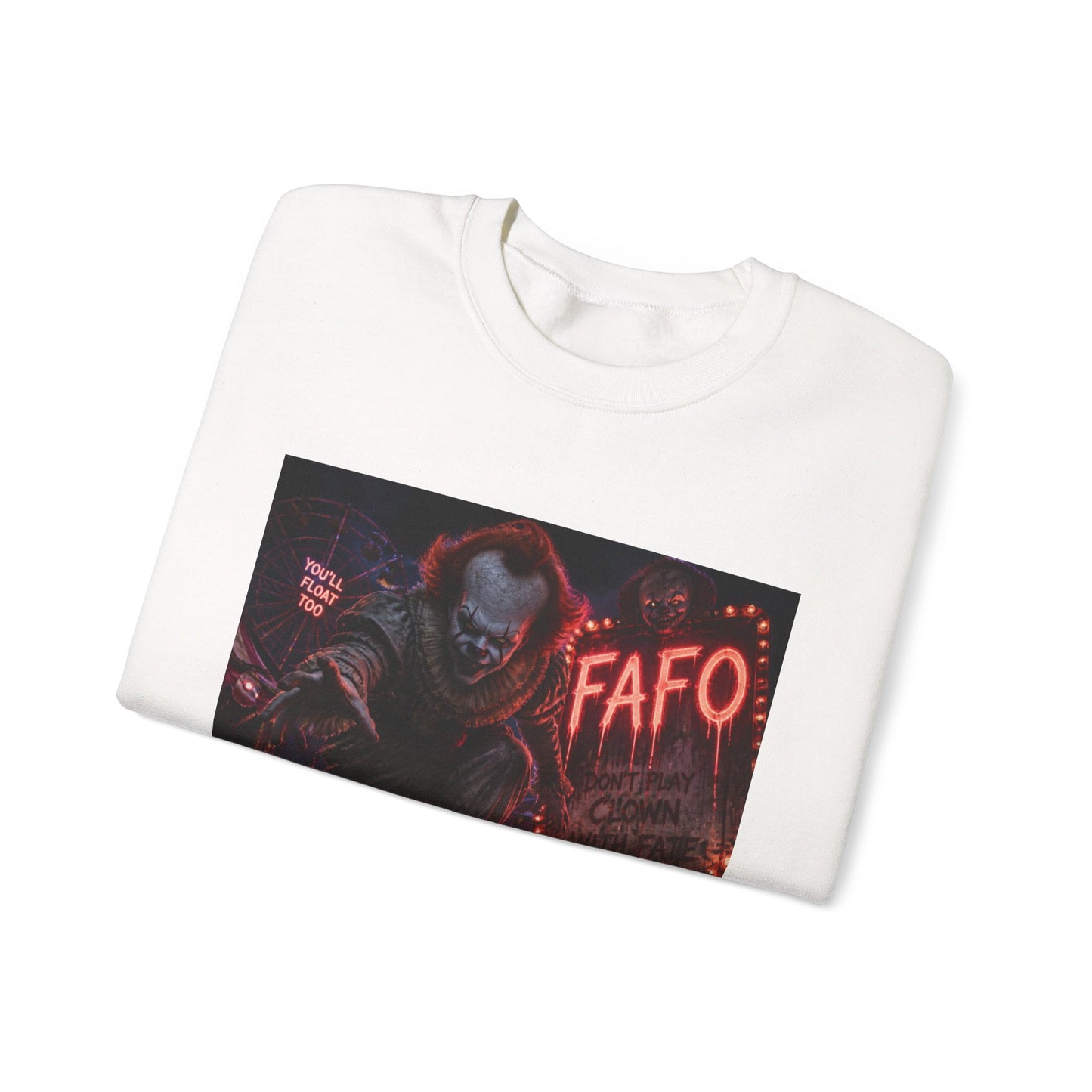 Creepy Clown Horror Crewneck Sweatshirt – FAFO Neon Alley Design