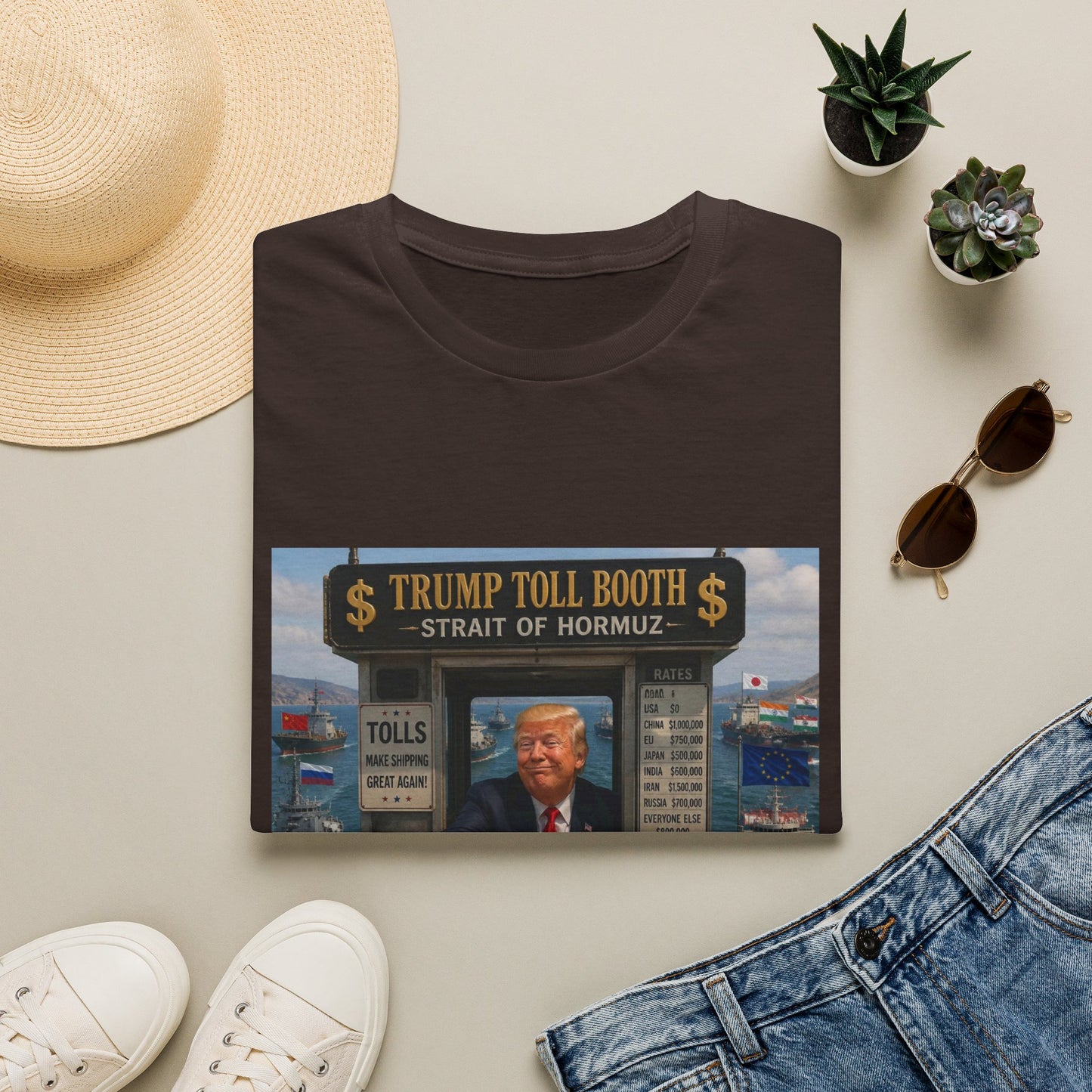 T-Shirt — "Trump Toll Booth: Strait of Hormuz" Political Graphic Tee