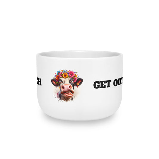 Cow Face Latte Mug — Floral Cow Illustration with 'Get Outta My Hay, Moo Faith' Funny Farm Coffee Cup (25oz)