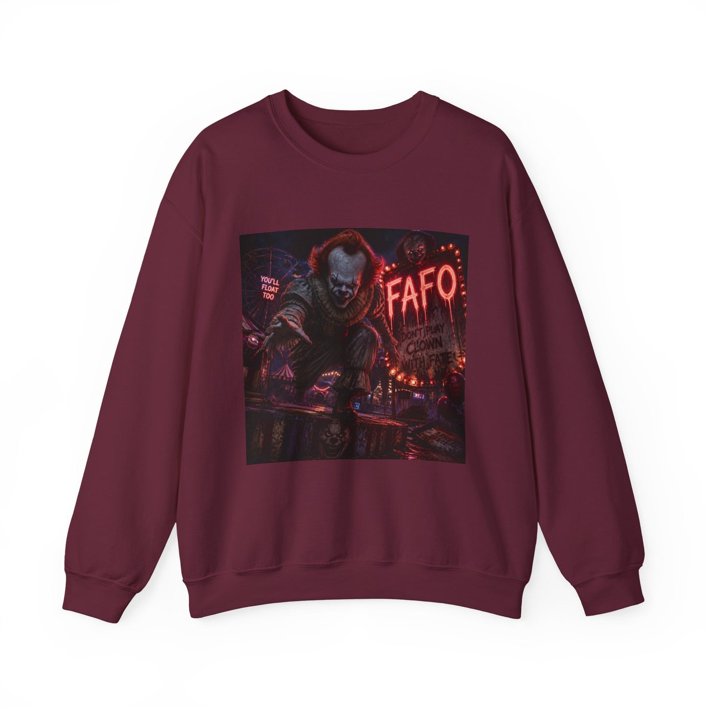 Creepy Clown "FAFO" Crewneck Sweatshirt — The FAFO Society Graphic