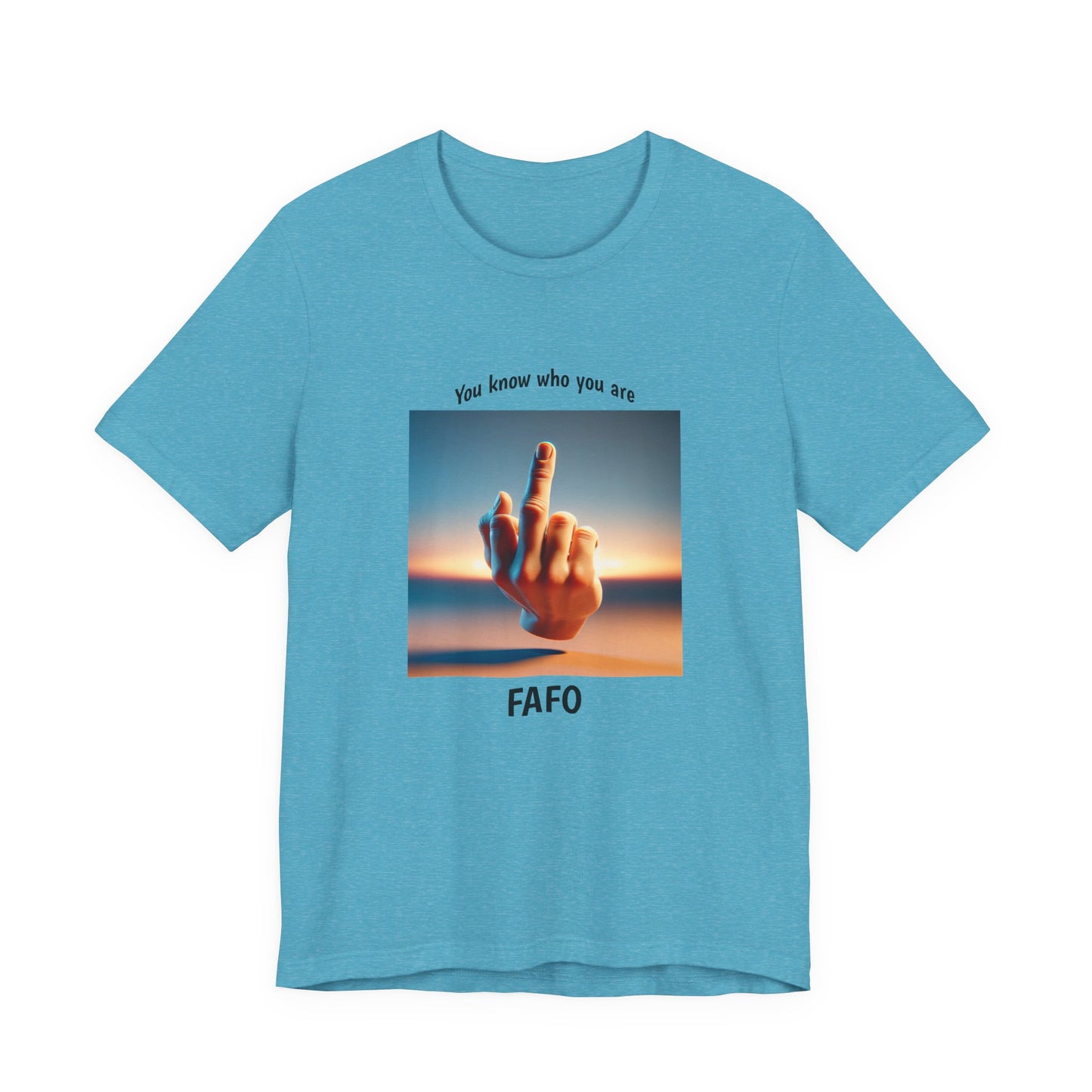 Sunset Middle Finger Graphic Tee – 'FAHO' Casual Statement T-Shirt