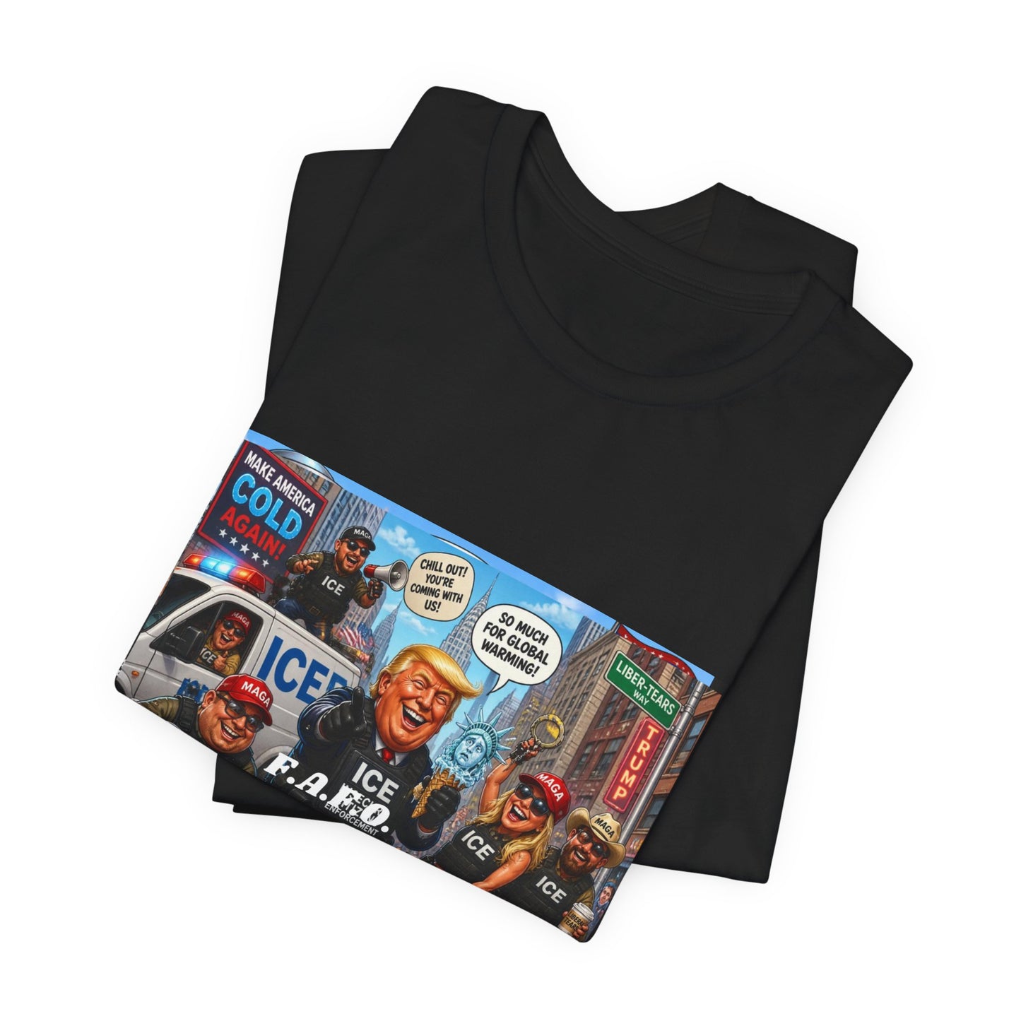Political Satire T‑Shirt — ICE F.A.F.O. Collage Graphic Tee